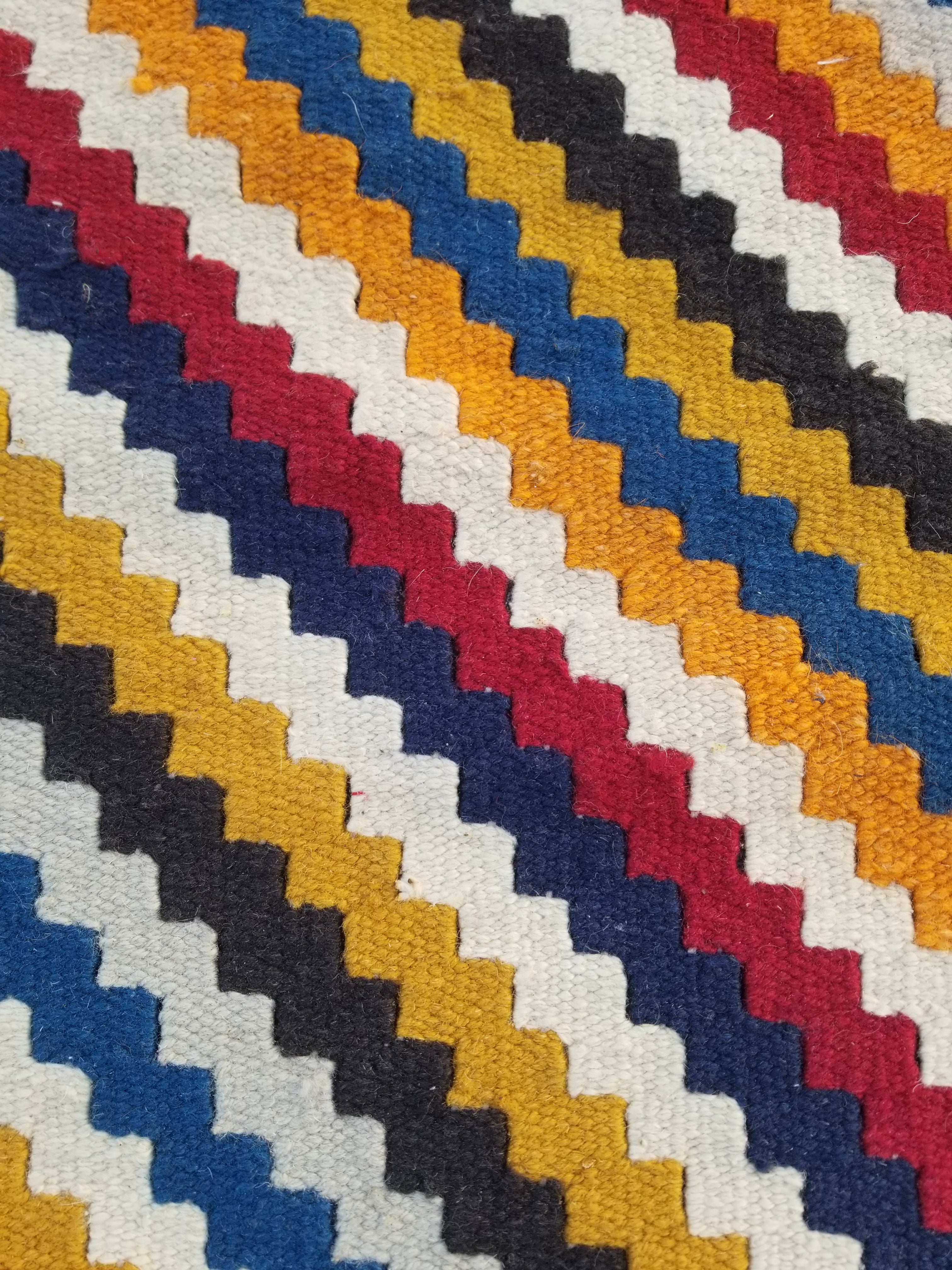Vintage Handmade Modernist Scandinavian Flatweave Wool Kilim Rug 127x71cms