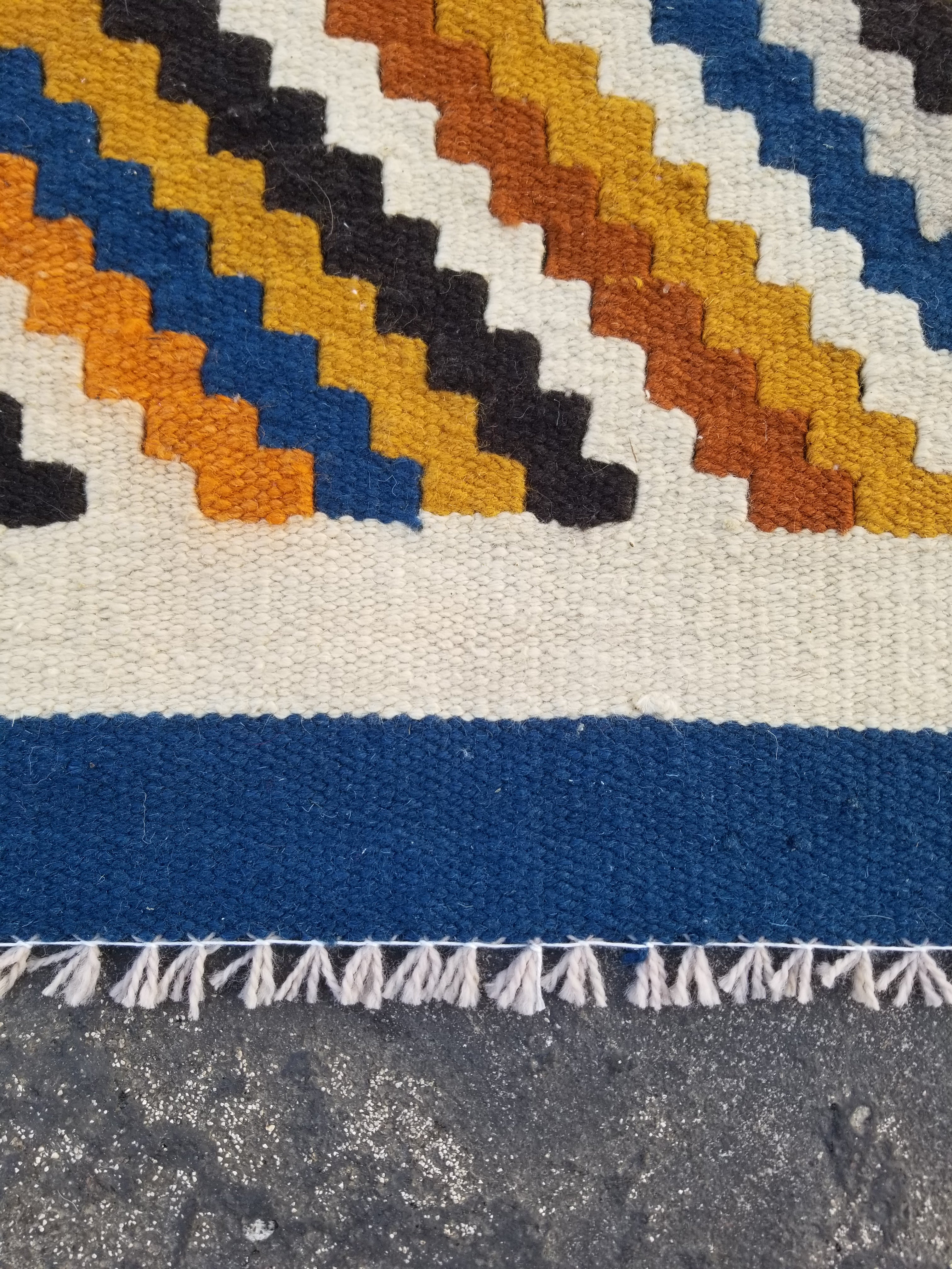 Vintage Handmade Modernist Scandinavian Flatweave Wool Kilim Rug 127x71cms