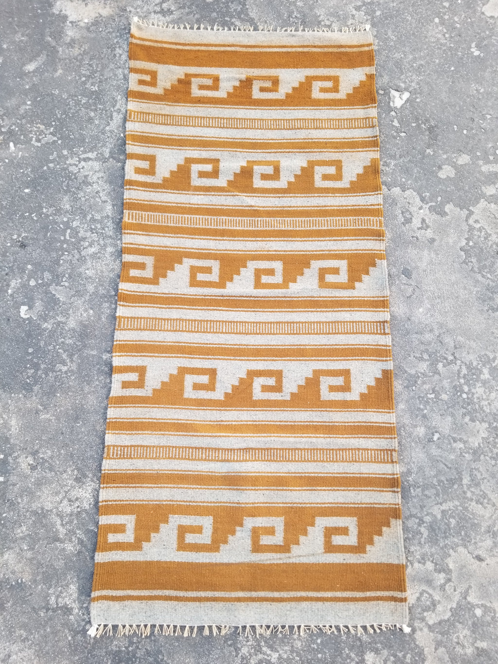 Vintage Handmade Southwestern Navajo-Style Flatweave Wool Kilim Rug 146x64cms