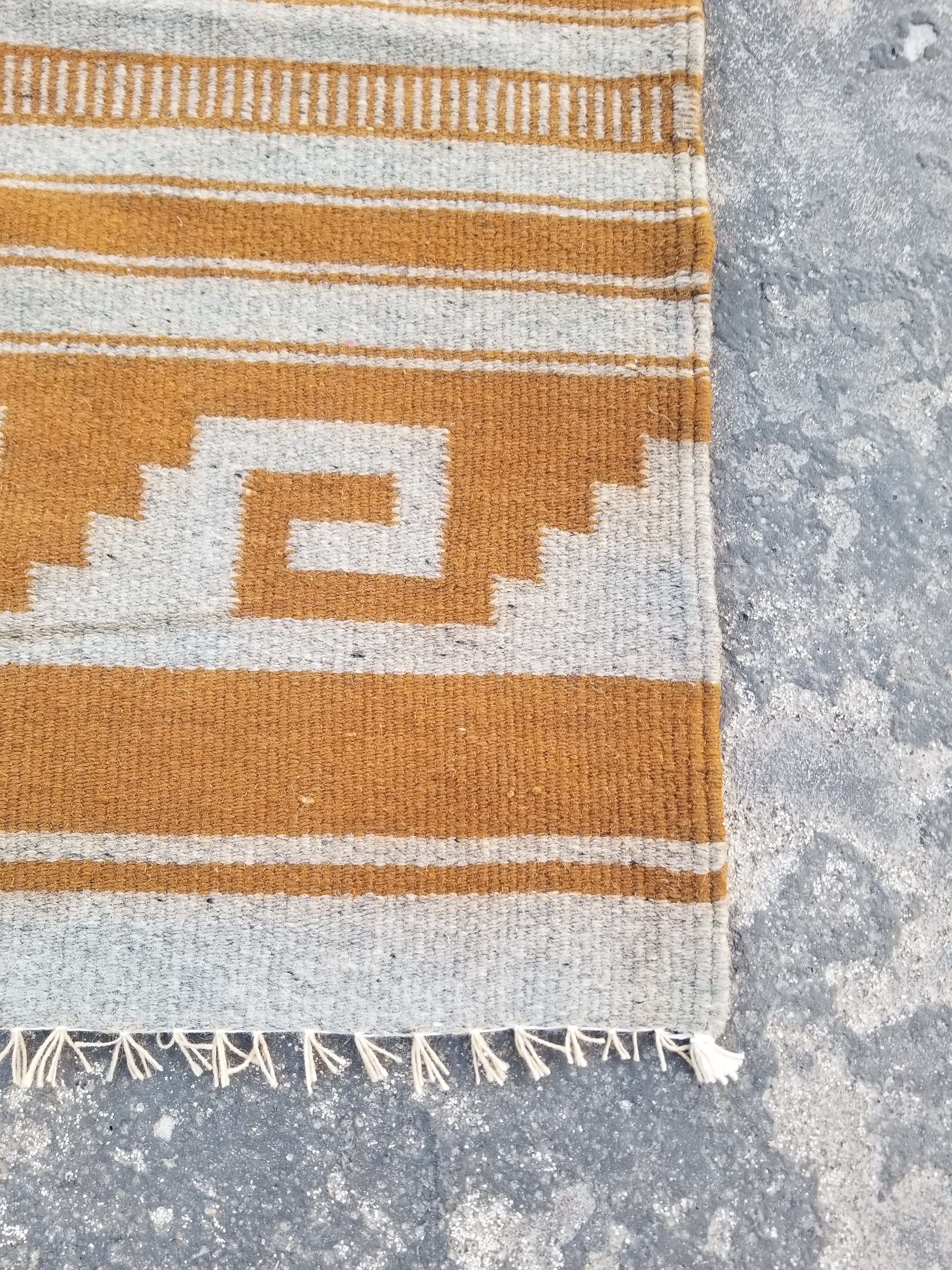 Vintage Handmade Southwestern Navajo-Style Flatweave Wool Kilim Rug 146x64cms