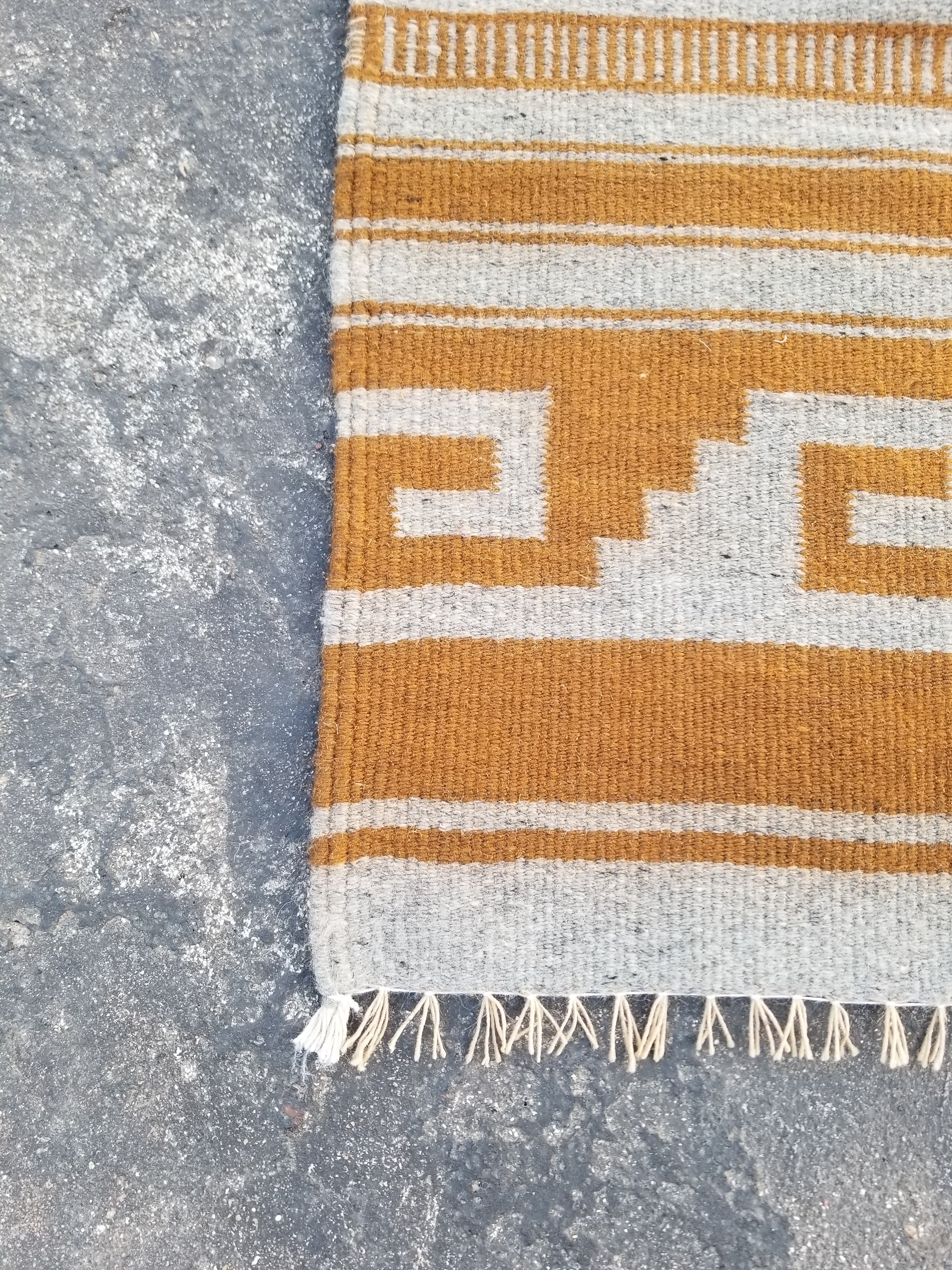 Vintage Handmade Southwestern Navajo-Style Flatweave Wool Kilim Rug 146x64cms