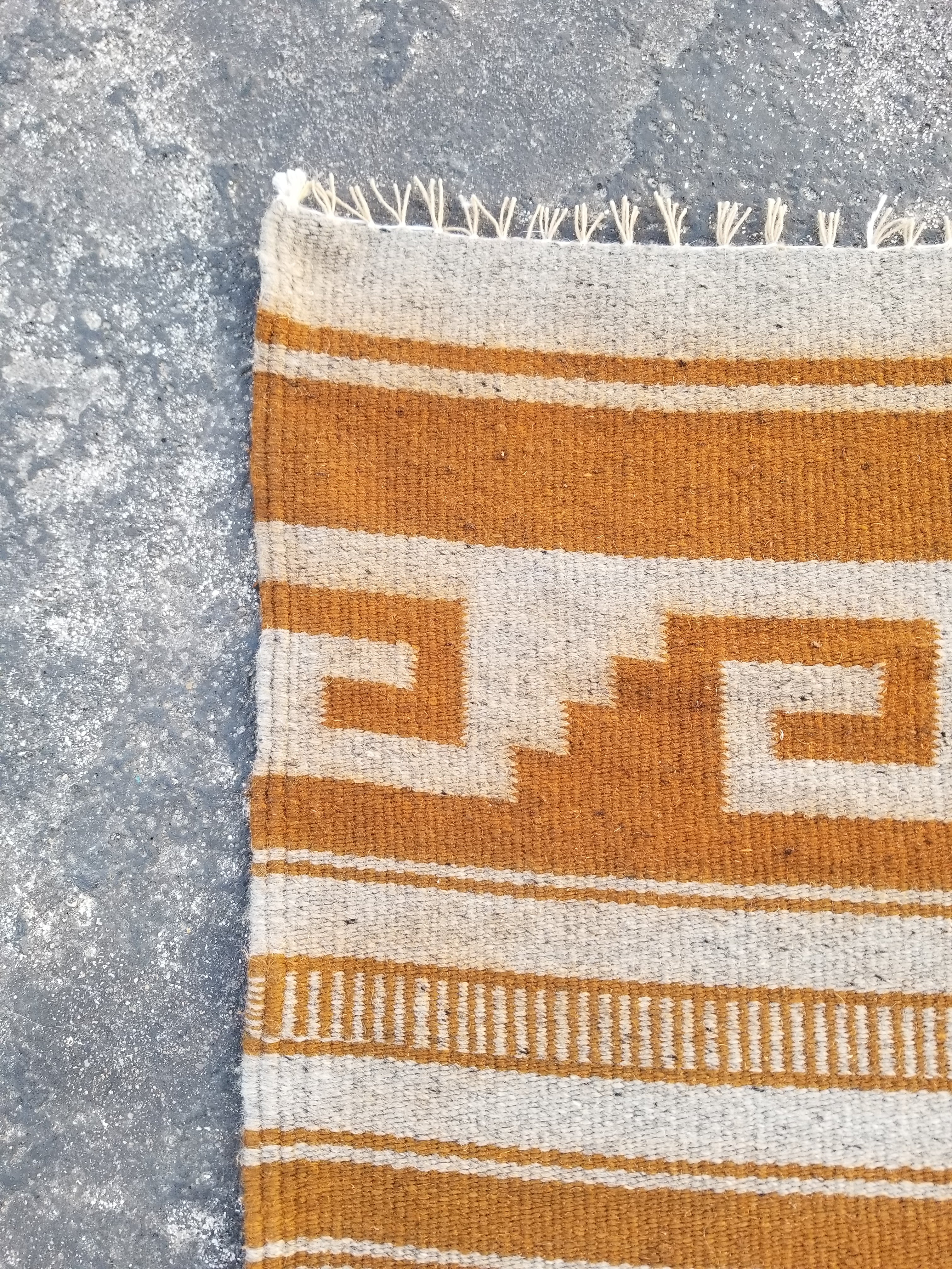 Vintage Handmade Southwestern Navajo-Style Flatweave Wool Kilim Rug 146x64cms