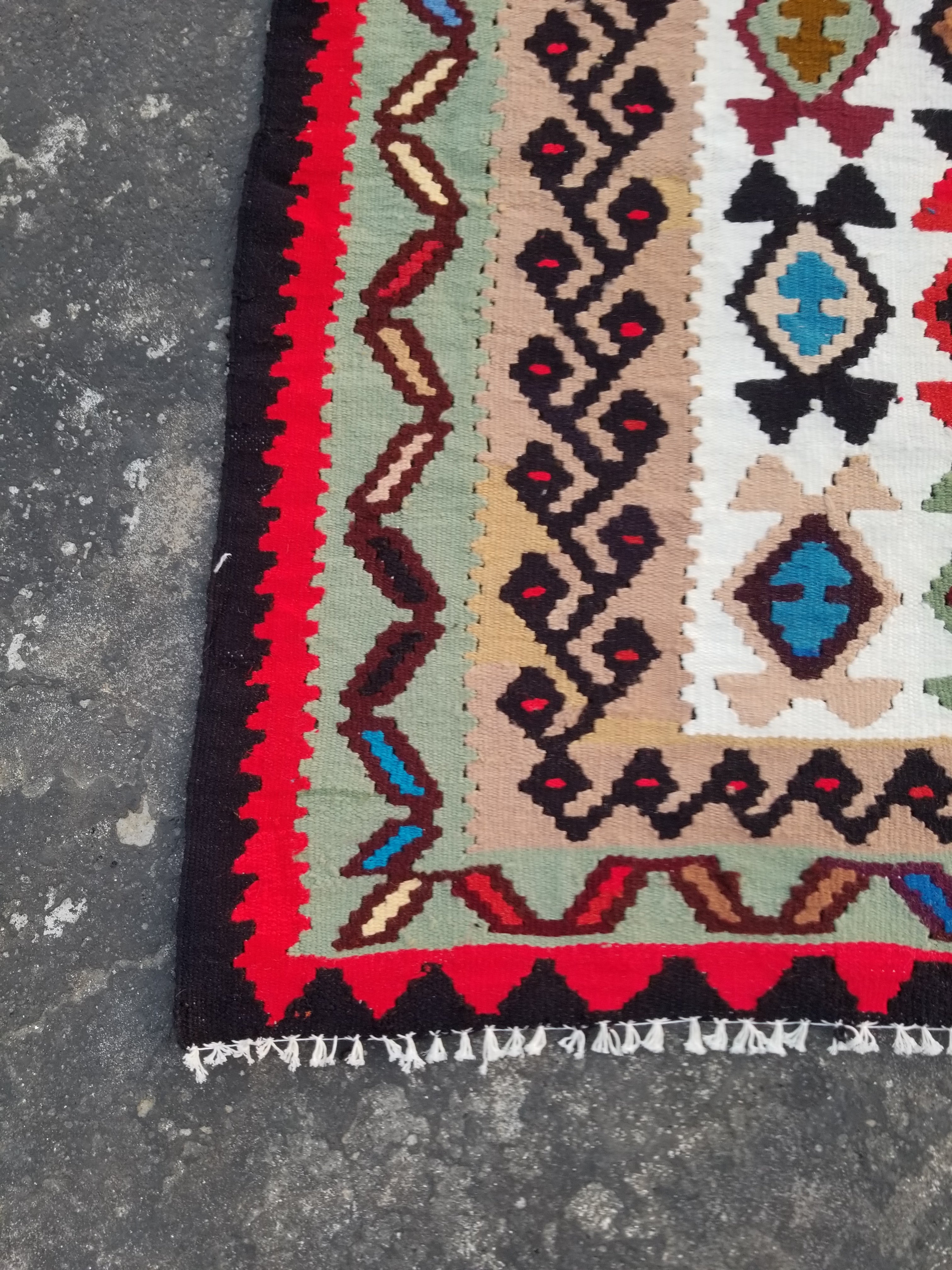 Vintage Handmade Turkish Anatolian Flatweave Wool Kilim Rug 186x96cms