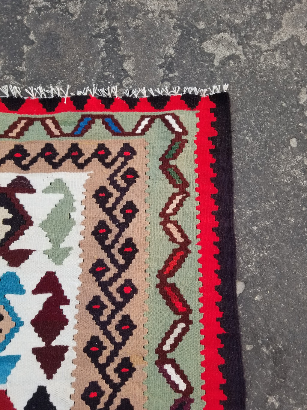 Vintage Handmade Turkish Anatolian Flatweave Wool Kilim Rug 186x96cms