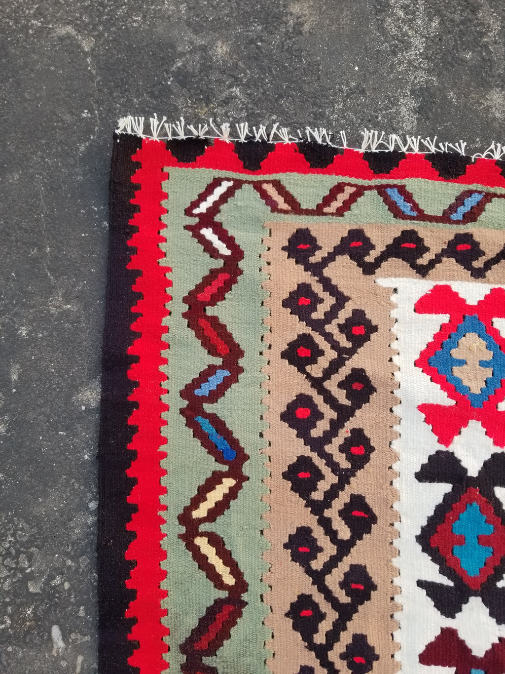 Vintage Handmade Turkish Anatolian Flatweave Wool Kilim Rug 186x96cms