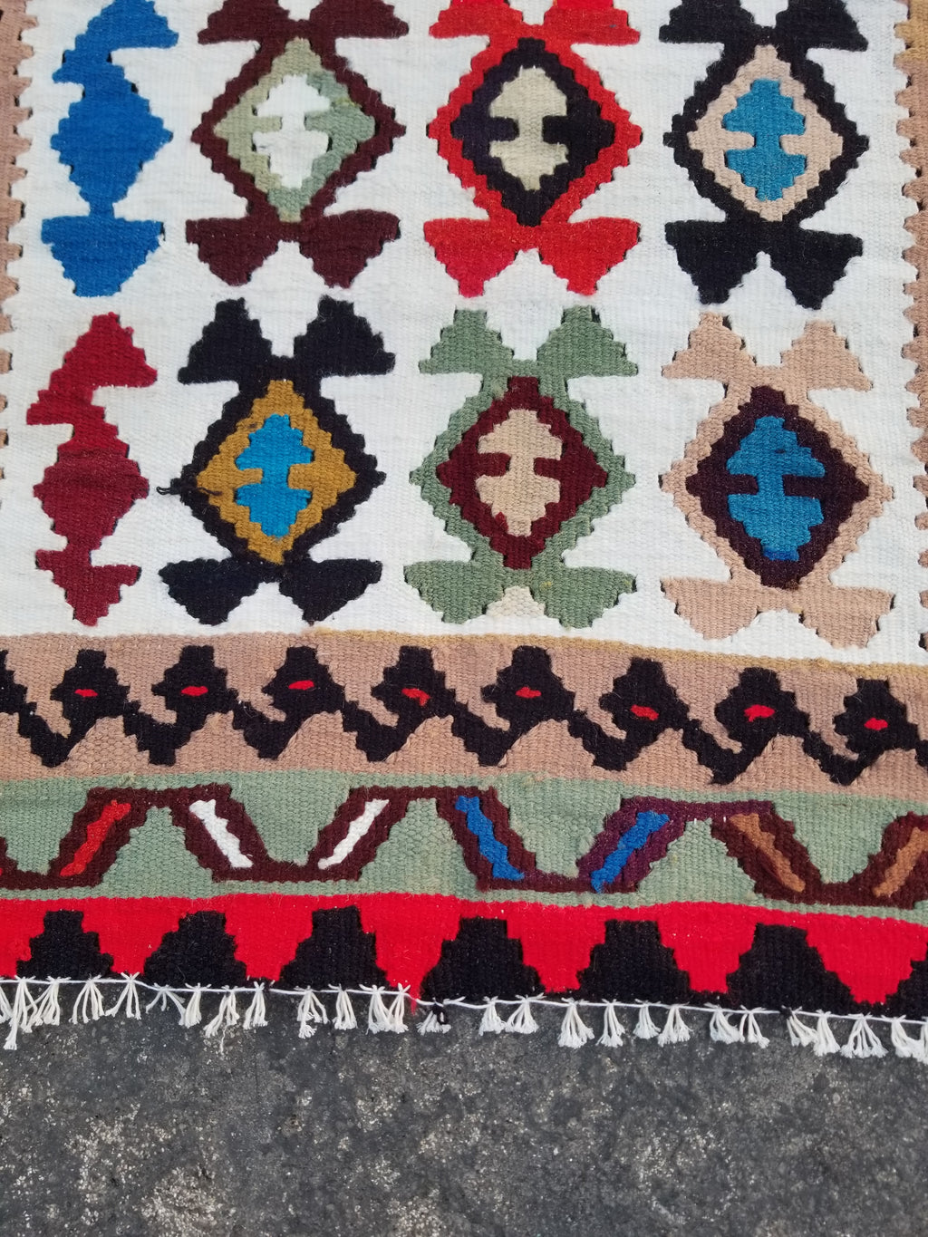 Vintage Handmade Turkish Anatolian Flatweave Wool Kilim Rug 186x96cms