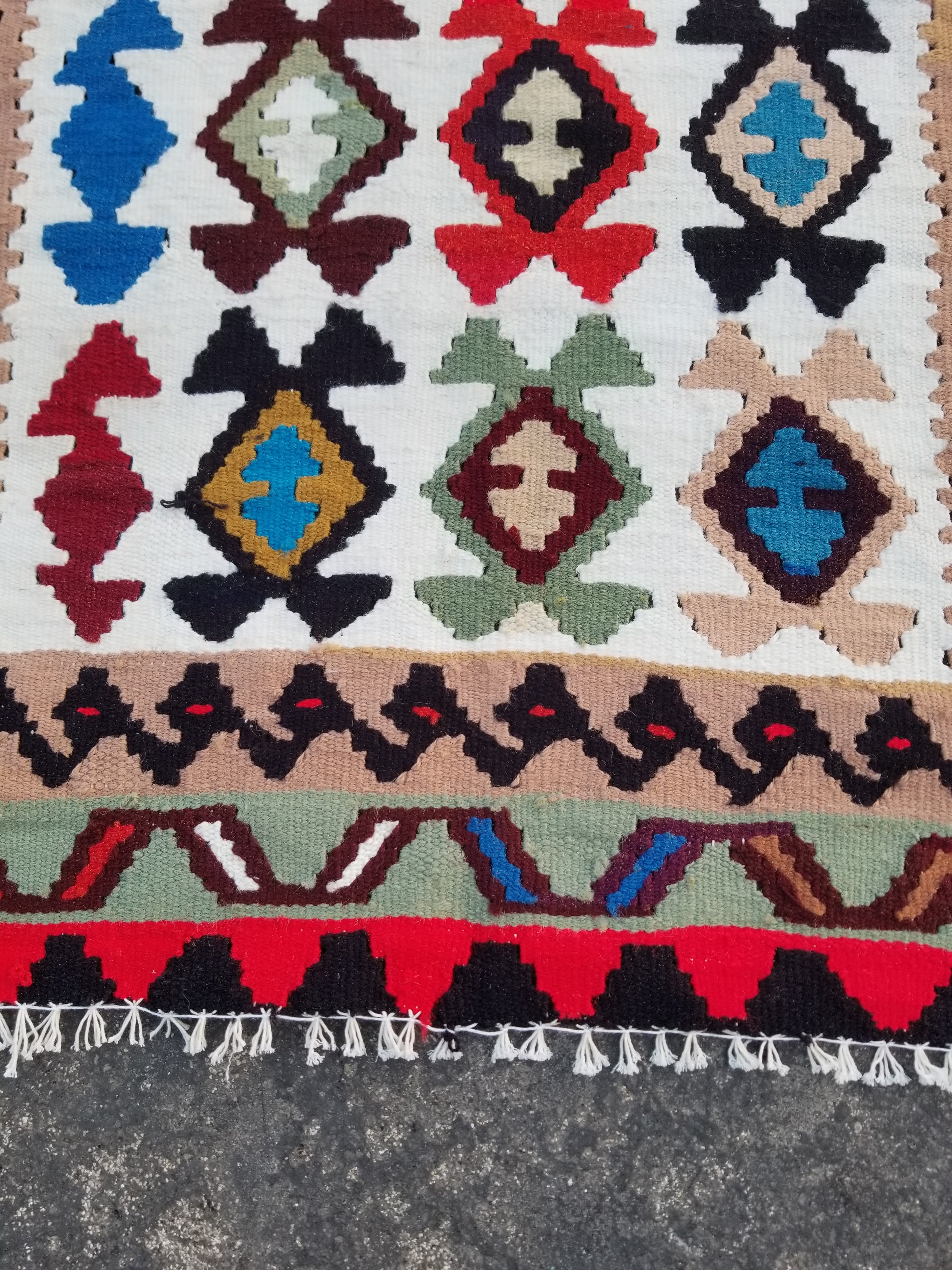 Vintage Handmade Turkish Anatolian Flatweave Wool Kilim Rug 186x96cms