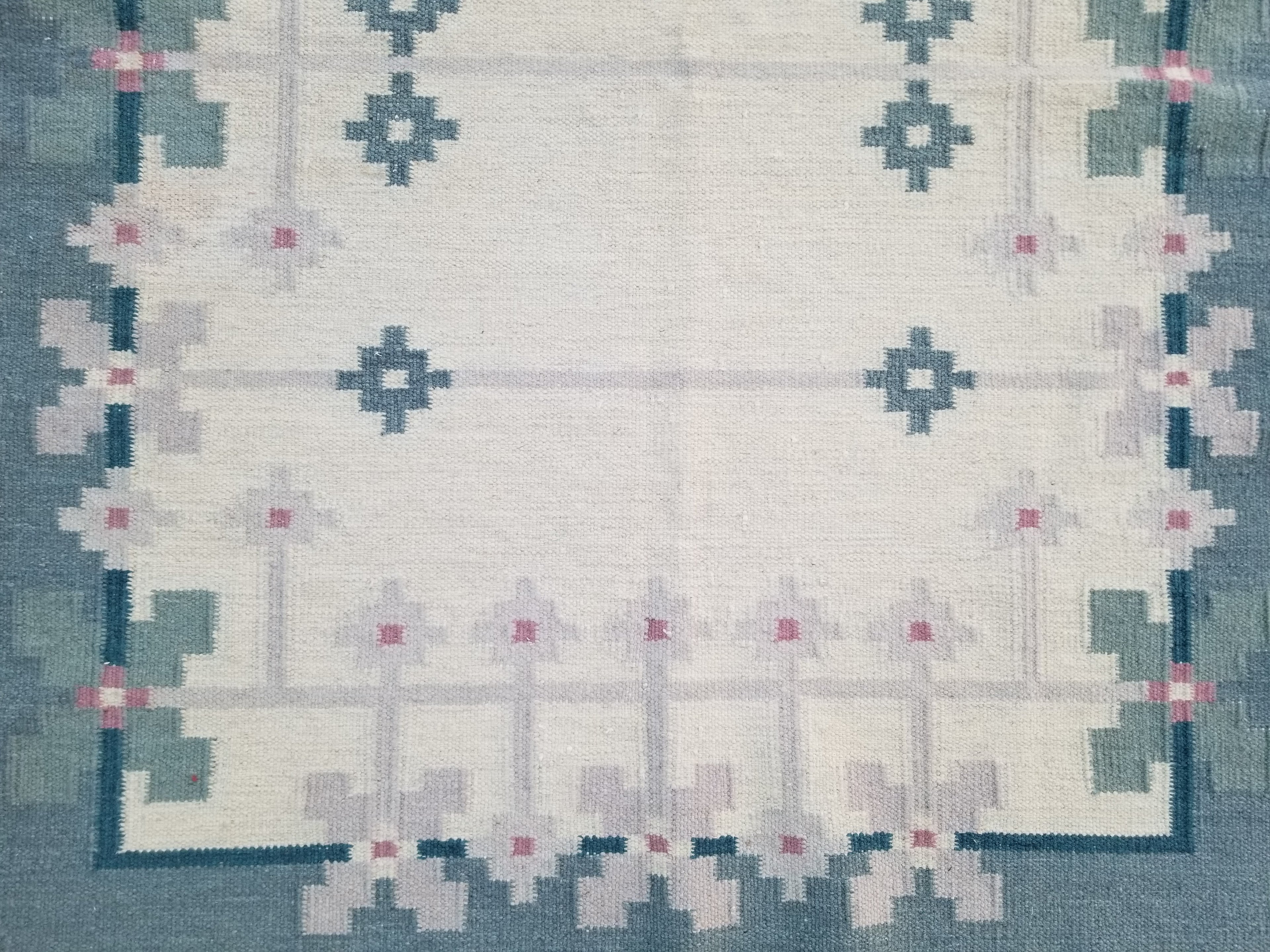 Vintage Traditional Handmade Scandinavian Flatweave Wool Kilim Rug 187x136cms