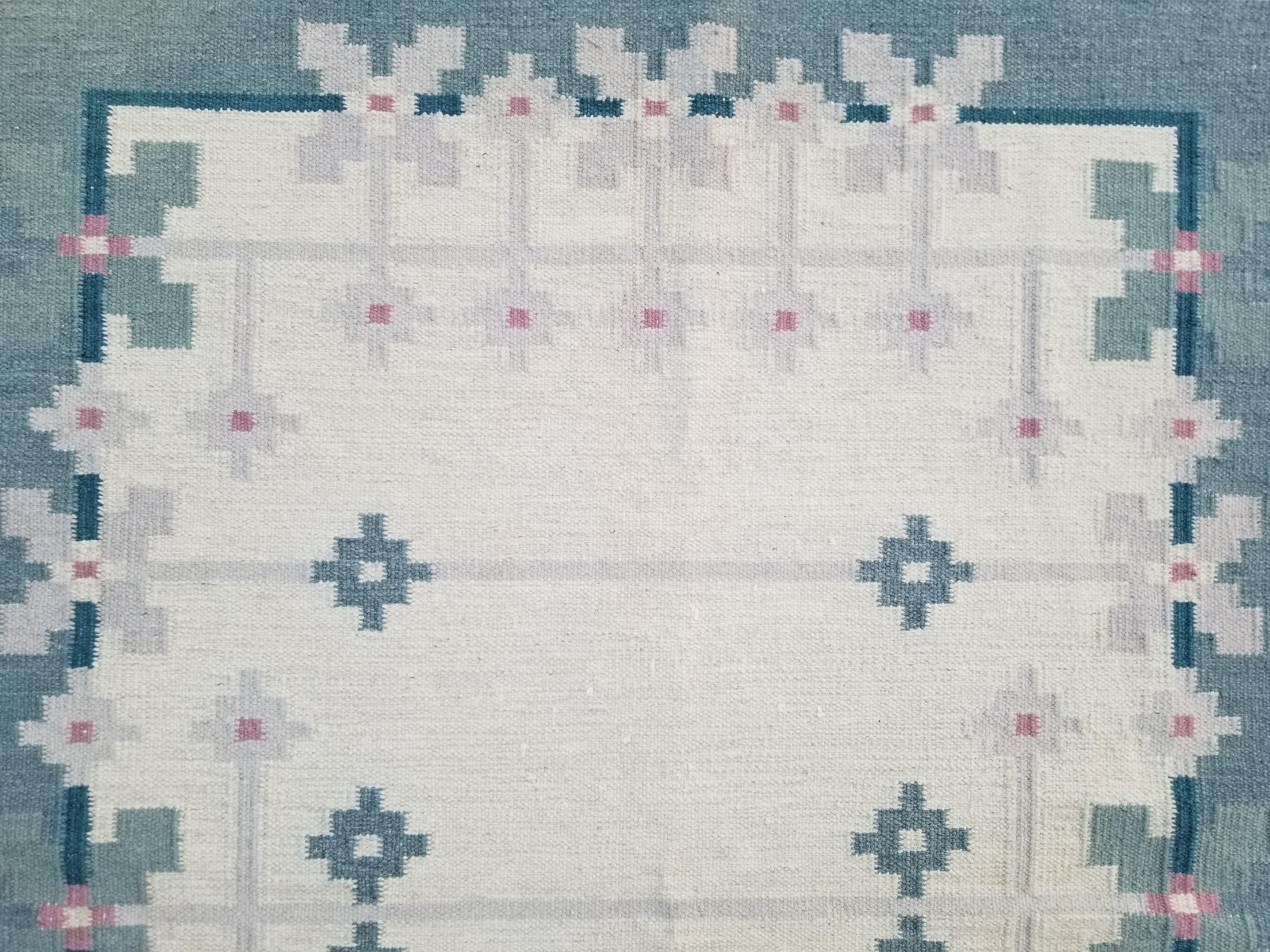 Vintage Traditional Handmade Scandinavian Flatweave Wool Kilim Rug 187x136cms