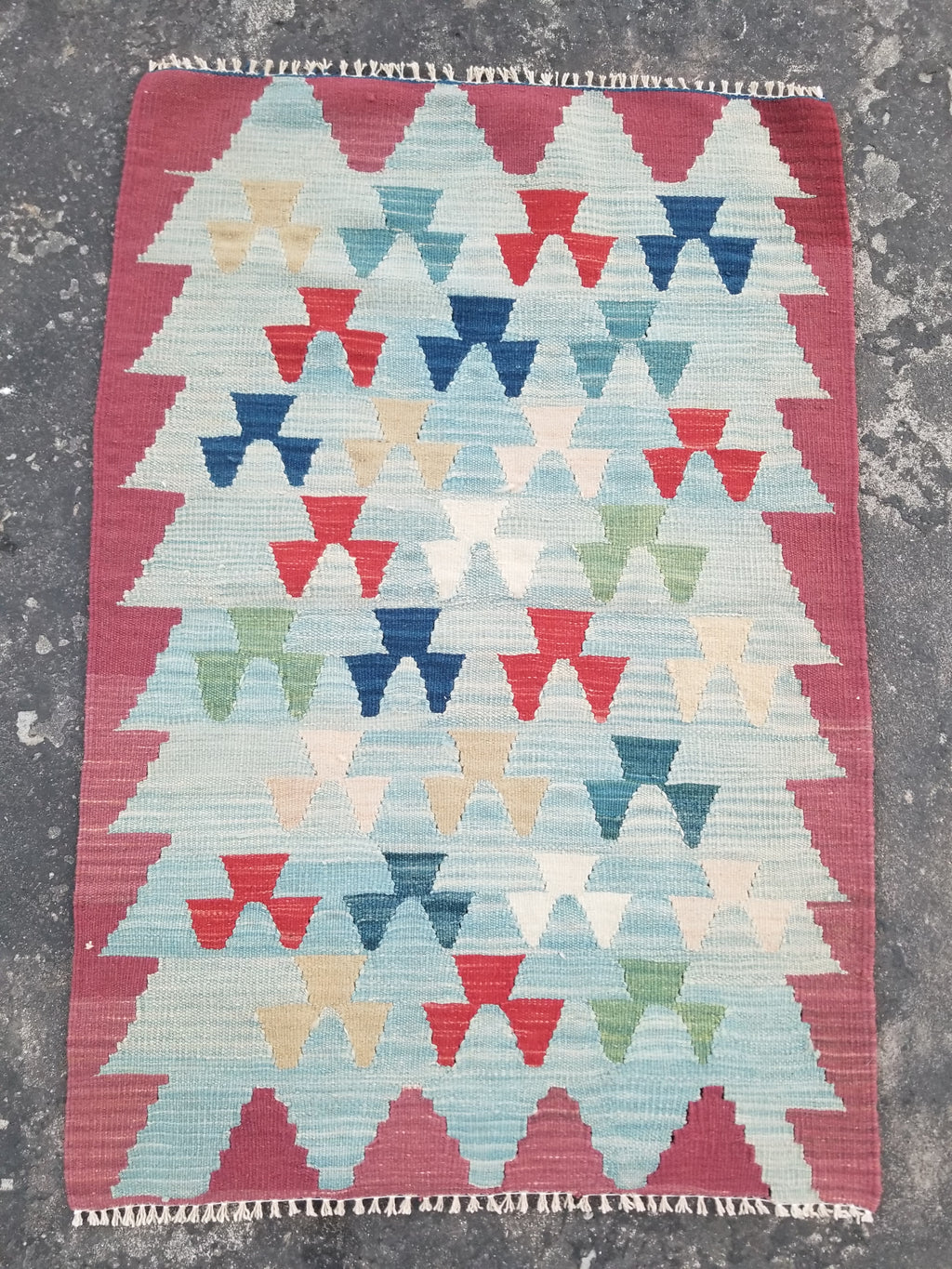 Vintage Handmade Scandinavian-Inspired Flatweave Wool Kilim Rug 103x69cms