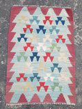 Vintage Handmade Scandinavian-Inspired Flatweave Wool Kilim Rug 103x69cms