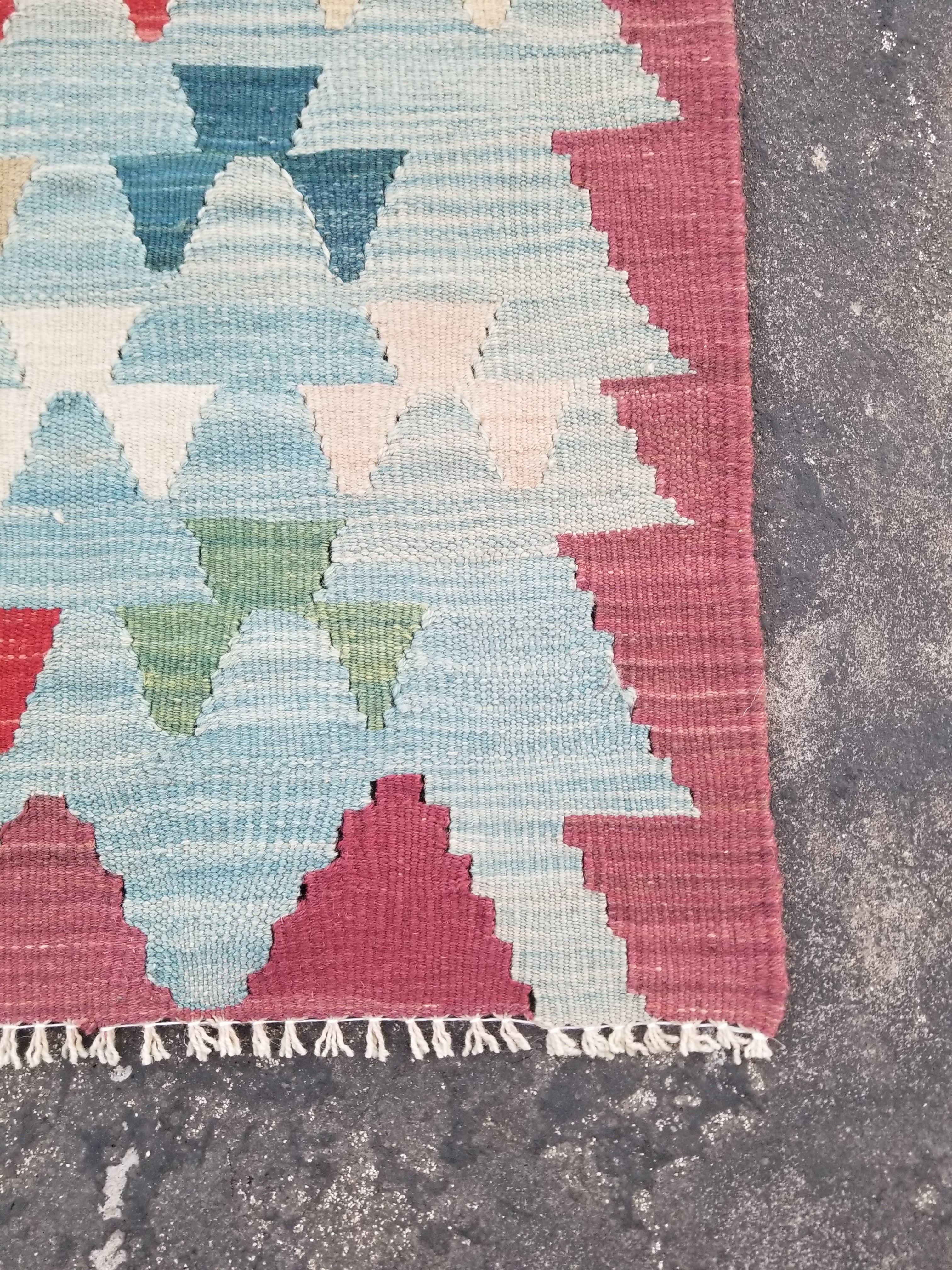 Vintage Handmade Scandinavian-Inspired Flatweave Wool Kilim Rug 103x69cms