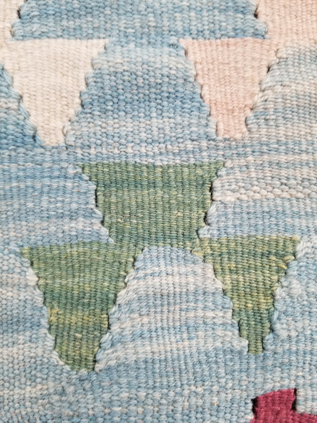 Vintage Handmade Scandinavian-Inspired Flatweave Wool Kilim Rug 103x69cms