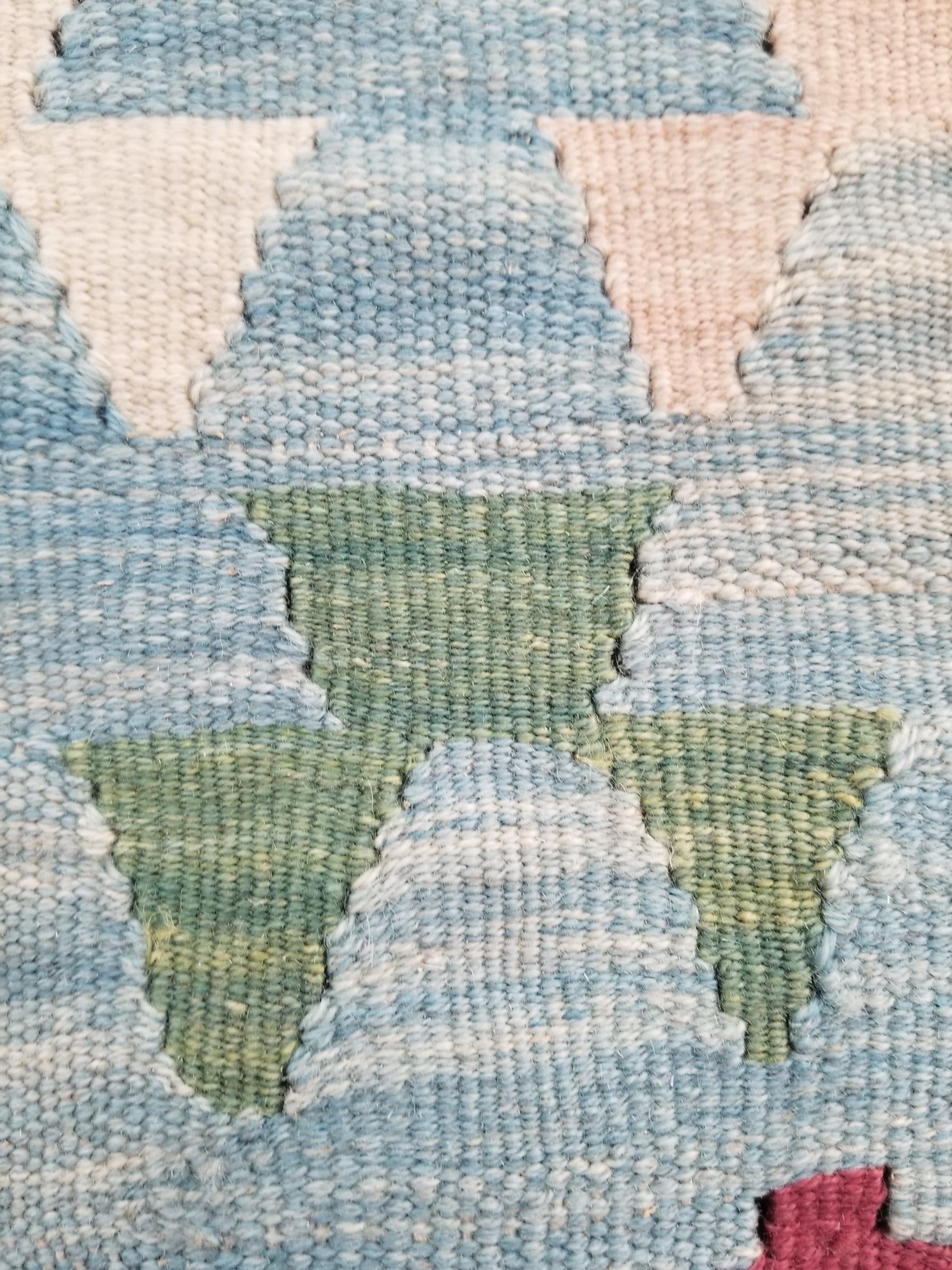 Vintage Handmade Scandinavian-Inspired Flatweave Wool Kilim Rug 103x69cms