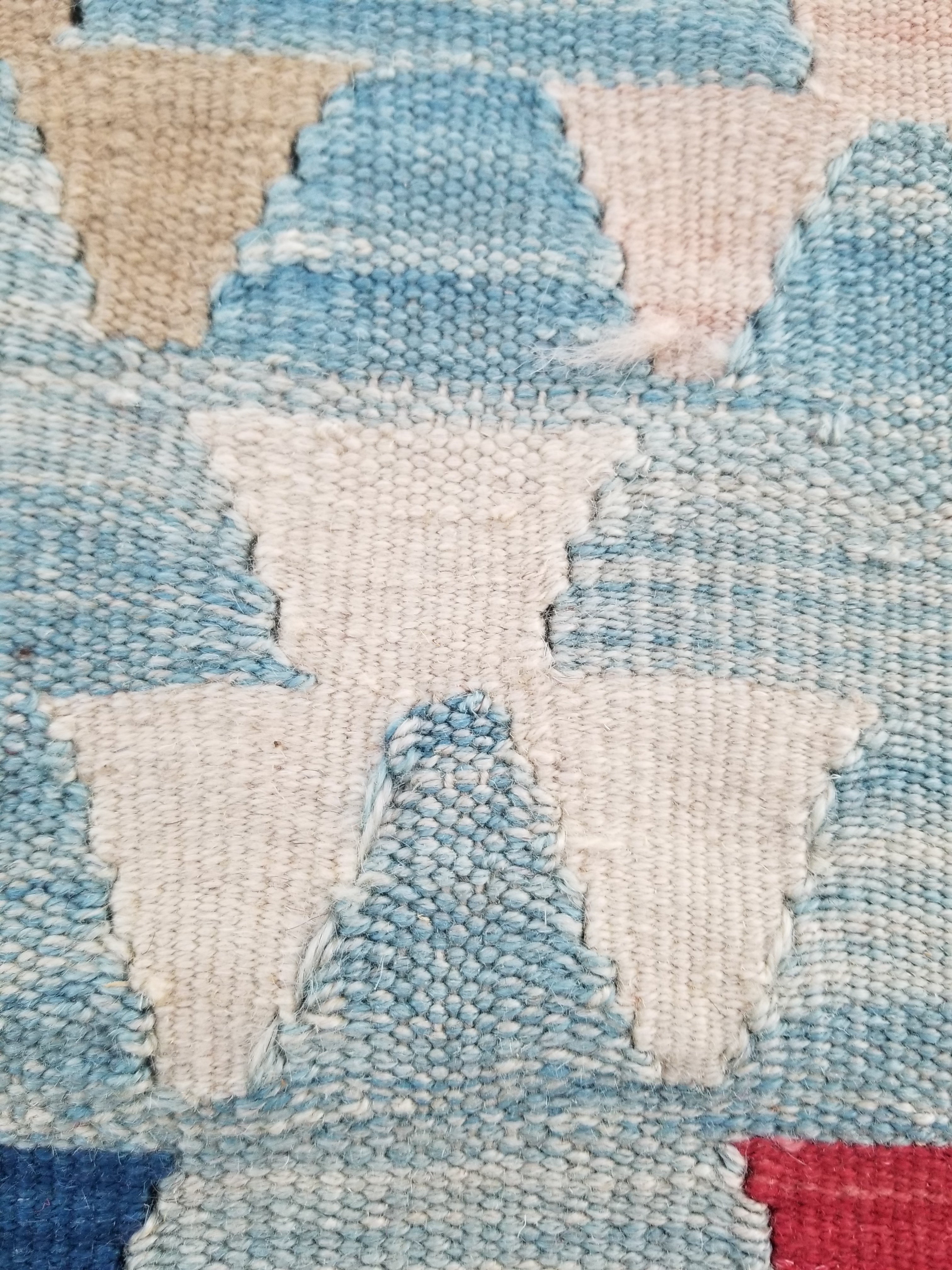 Vintage Handmade Scandinavian-Inspired Flatweave Wool Kilim Rug 103x69cms