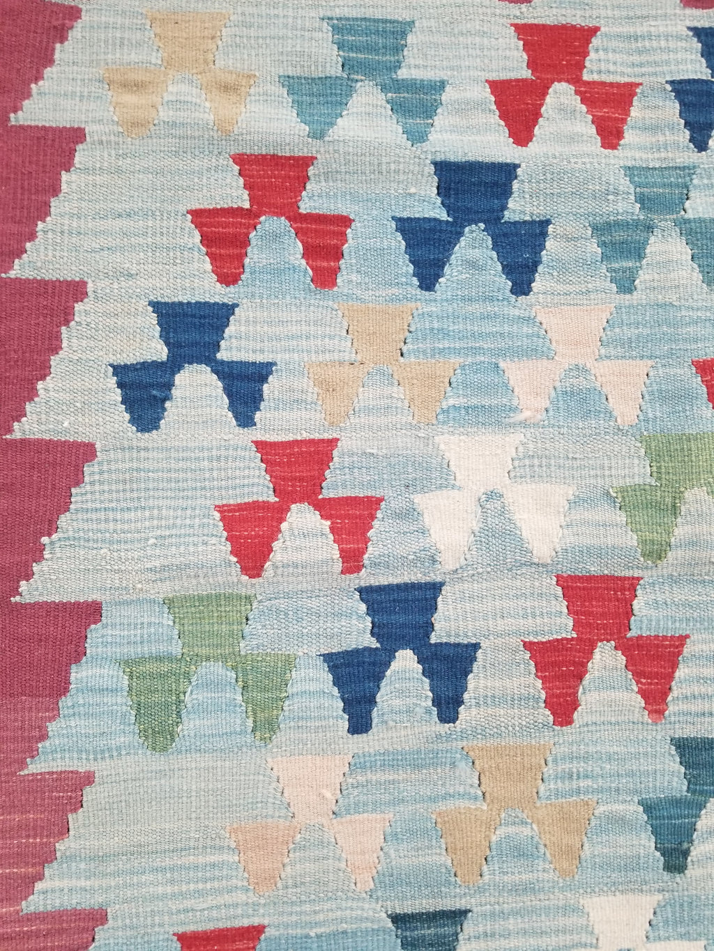 Vintage Handmade Scandinavian-Inspired Flatweave Wool Kilim Rug 103x69cms