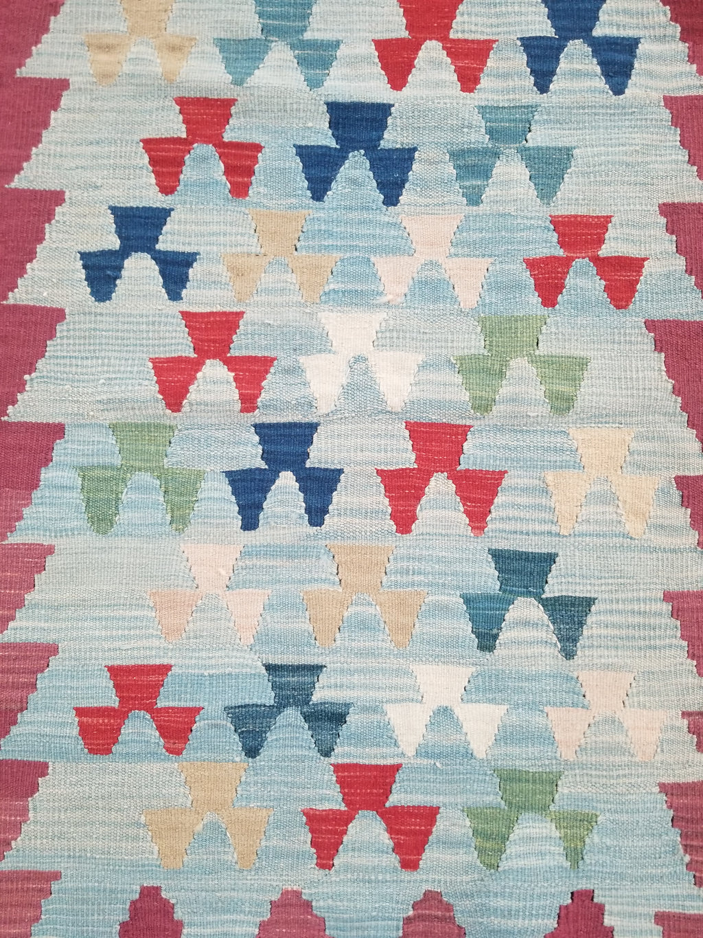 Vintage Handmade Scandinavian-Inspired Flatweave Wool Kilim Rug 103x69cms