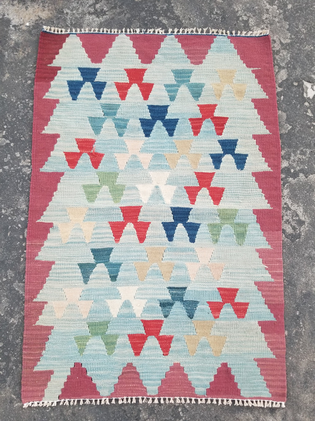 Vintage Handmade Scandinavian-Inspired Flatweave Wool Kilim Rug 103x69cms