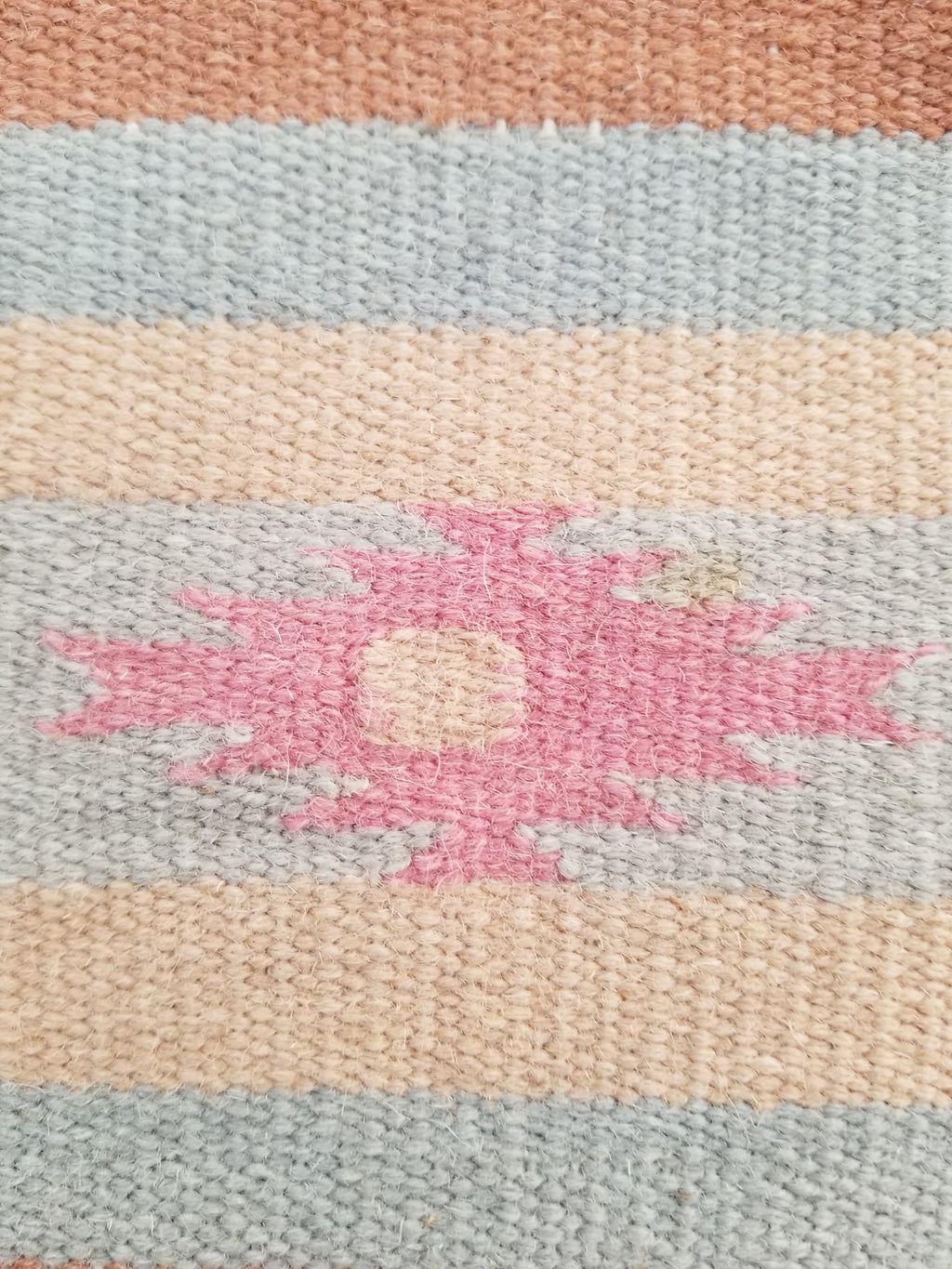 Vintage Handmade Mexican Southwestern-Style Flatweave Wool Kilim Rug 137 x 67 cm