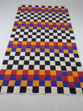 Vintage West African Handwoven Checkered Pattern Textile Throw 260x155cm