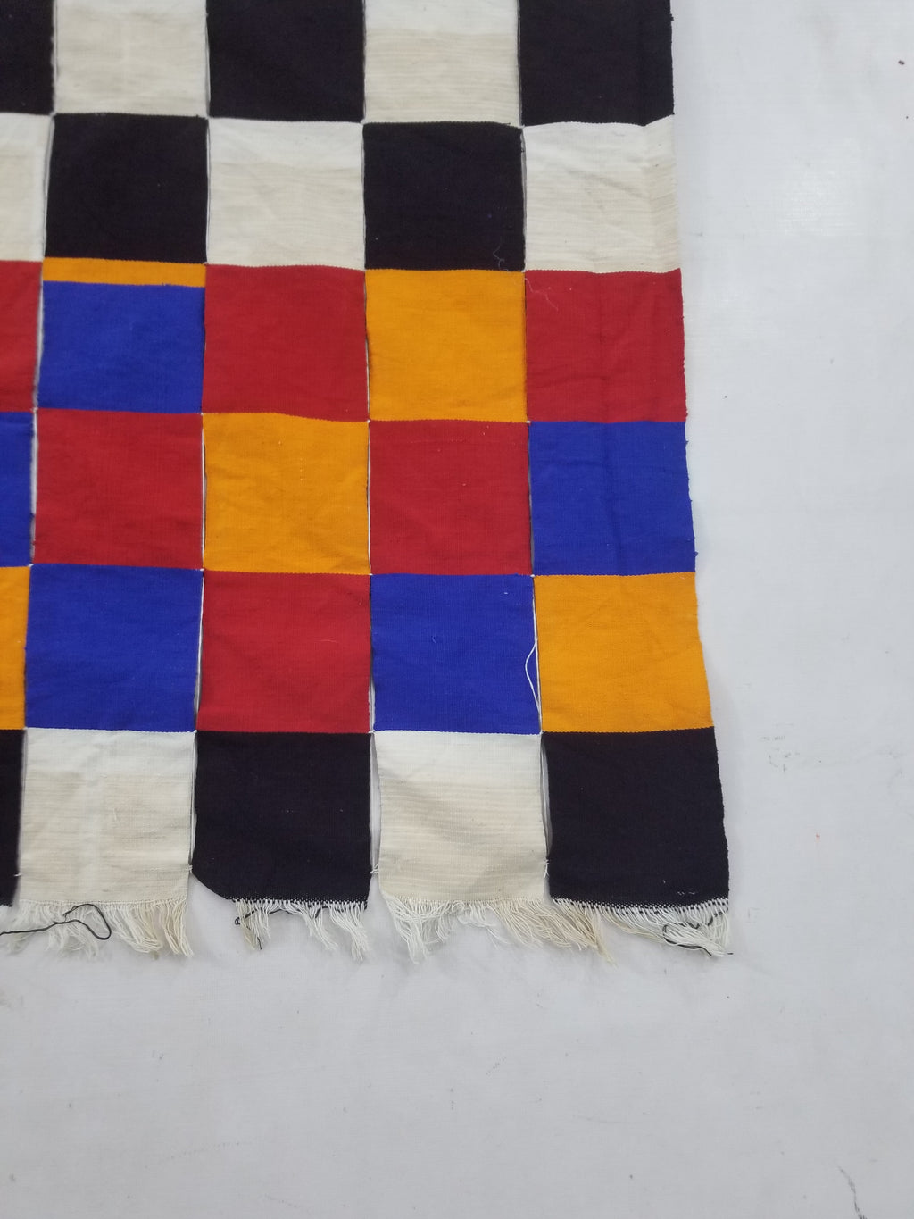Vintage West African Handwoven Checkered Pattern Textile Throw 260x155cm
