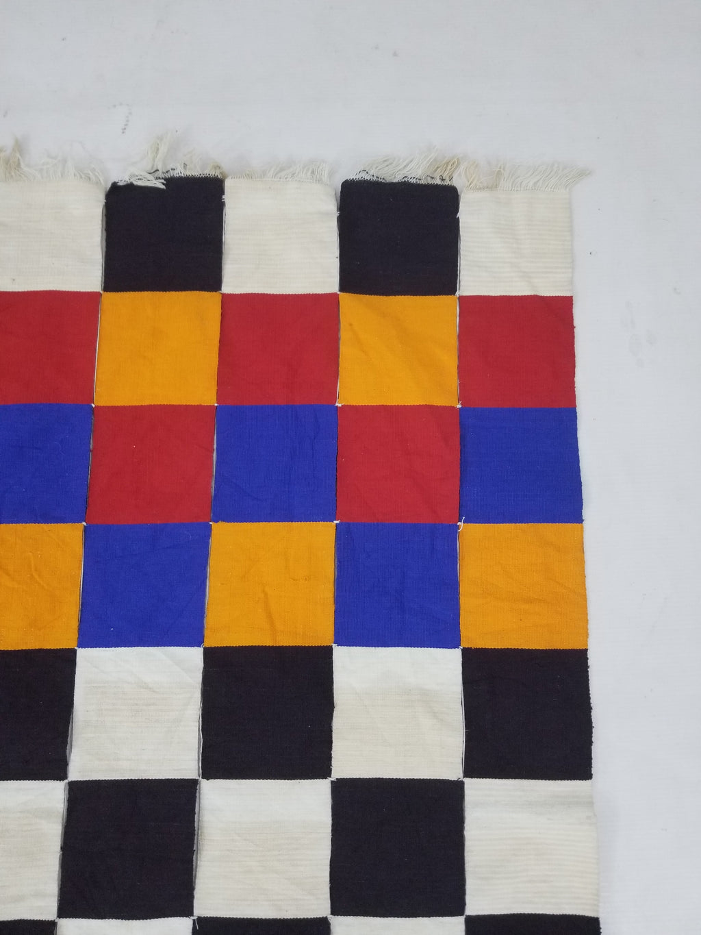 Vintage West African Handwoven Checkered Pattern Textile Throw 260x155cm