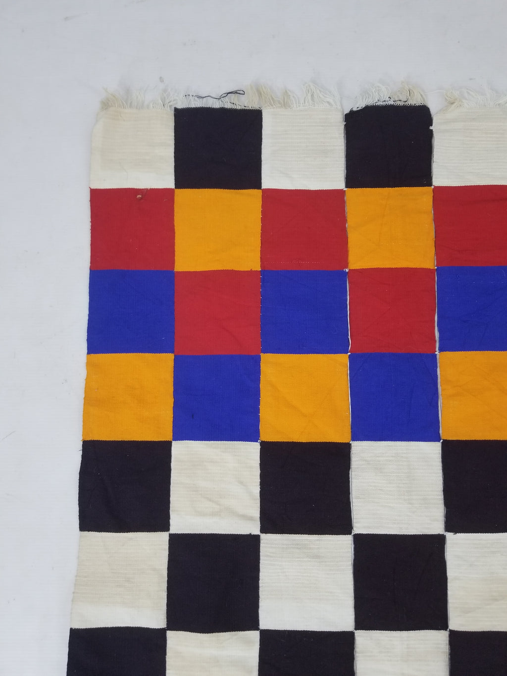 Vintage West African Handwoven Checkered Pattern Textile Throw 260x155cm