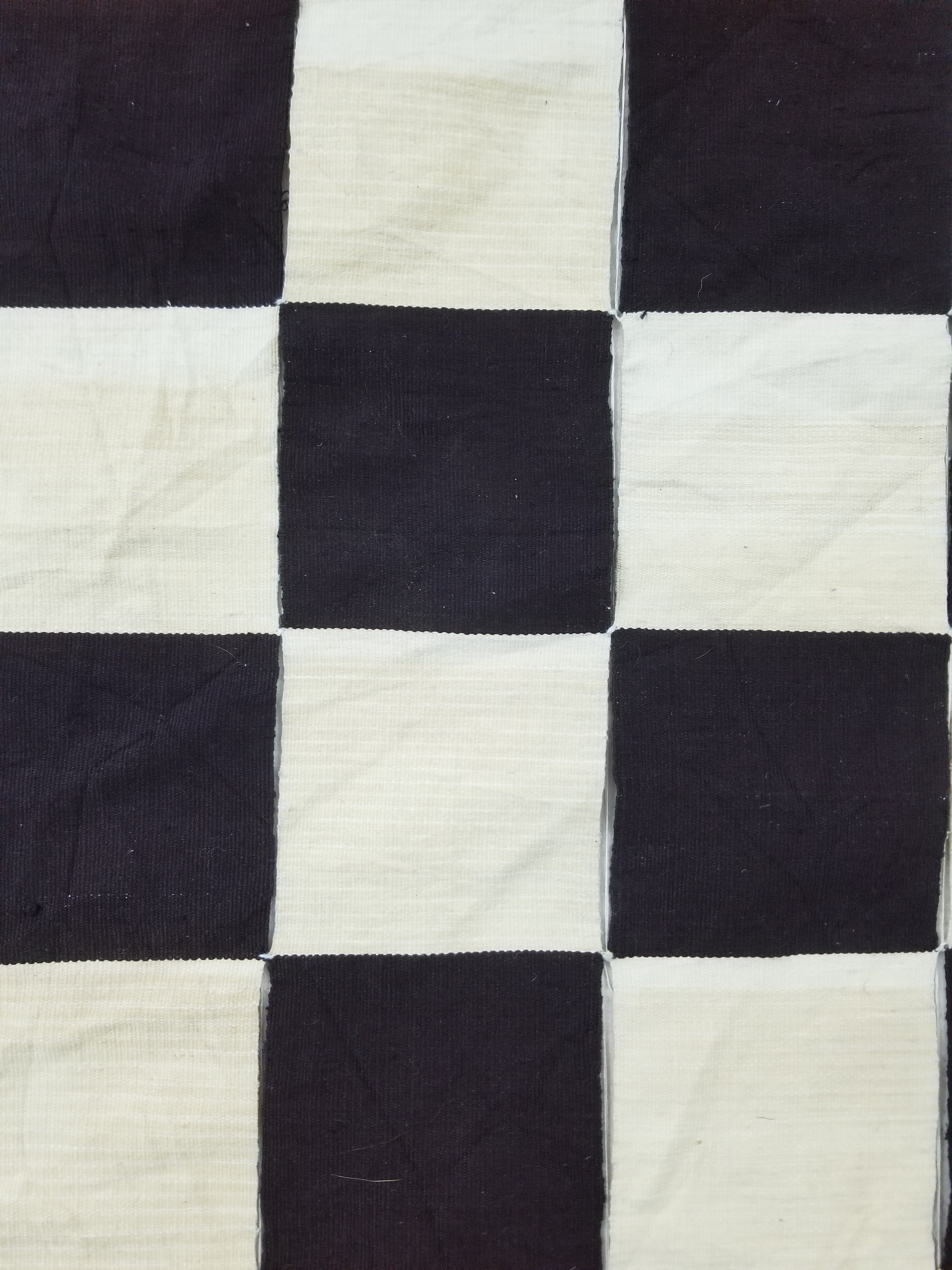 Vintage West African Handwoven Checkered Pattern Textile Throw 260x155cm