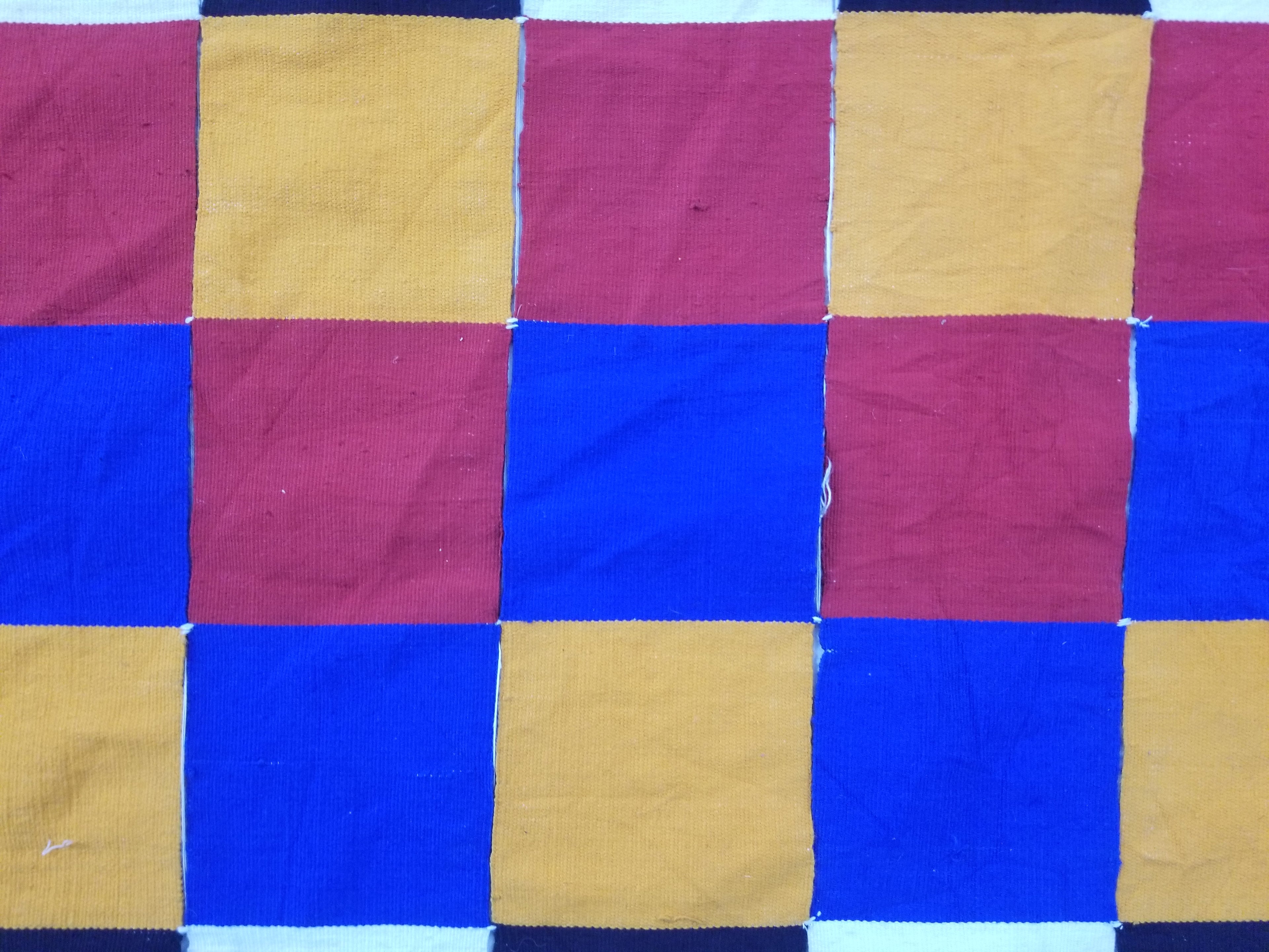 Vintage West African Handwoven Checkered Pattern Textile Throw 260x155cm