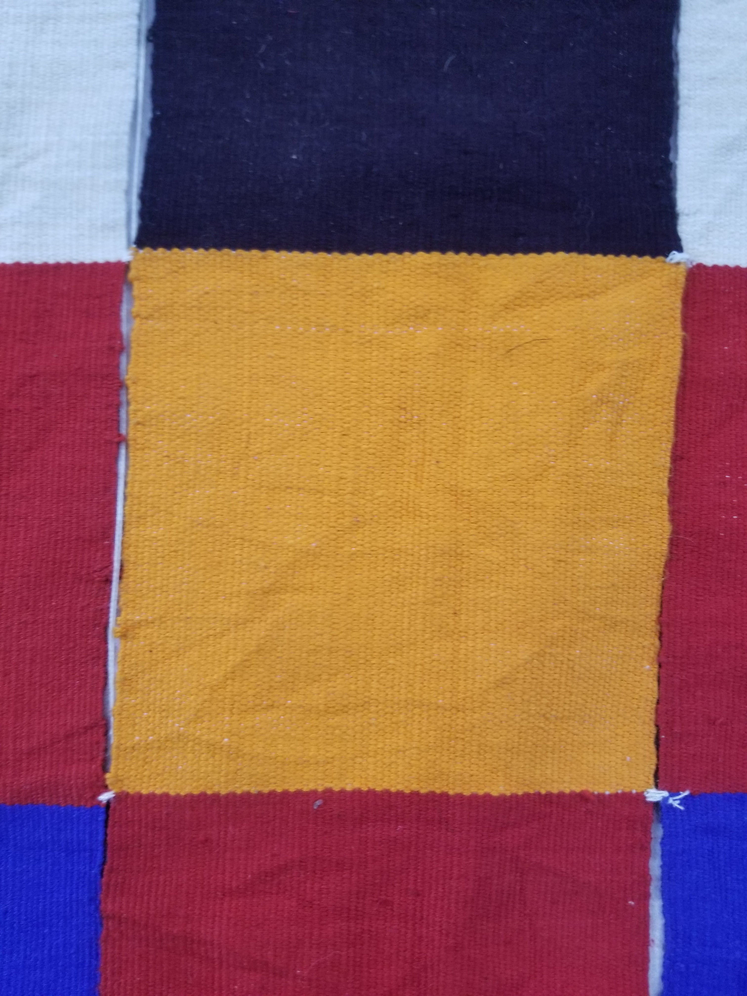 Vintage West African Handwoven Checkered Pattern Textile Throw 260x155cm