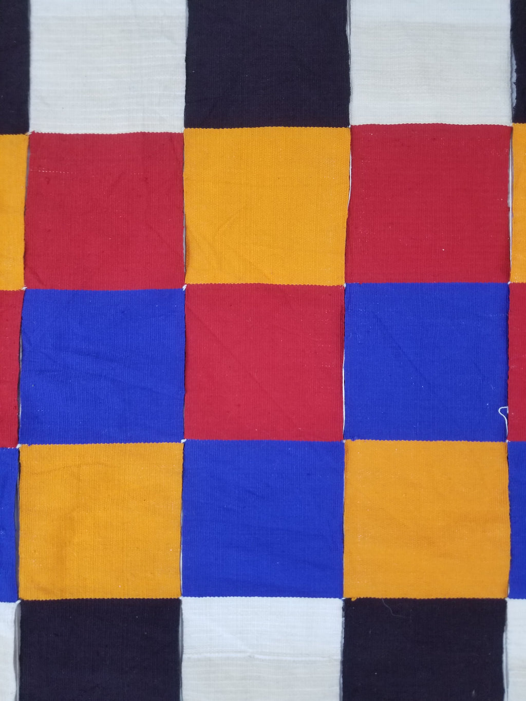Vintage West African Handwoven Checkered Pattern Textile Throw 260x155cm