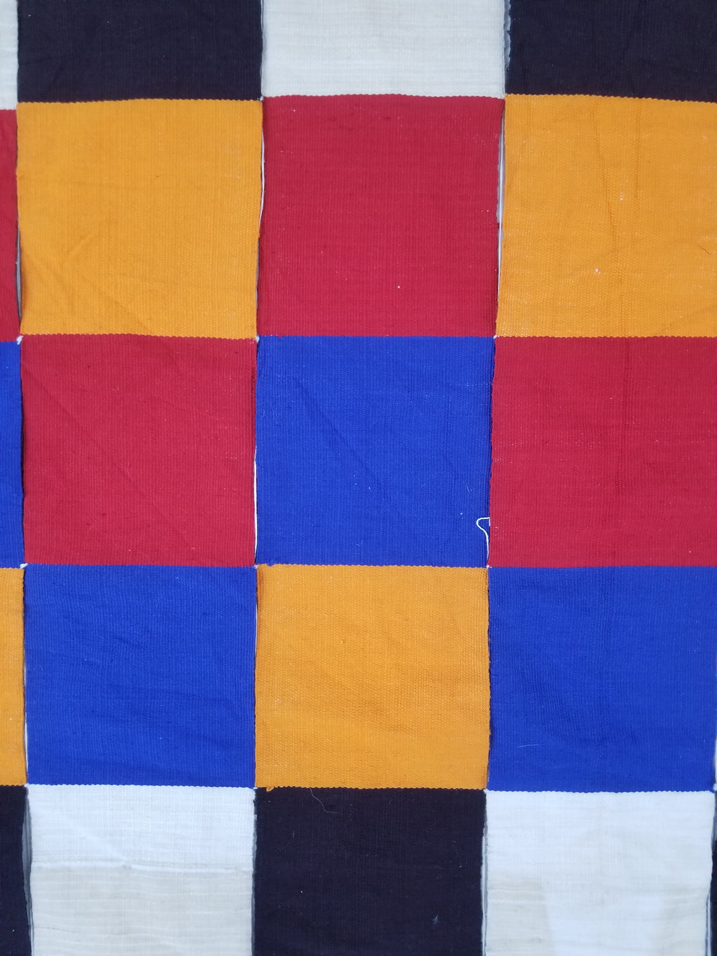 Vintage West African Handwoven Checkered Pattern Textile Throw 260x155cm
