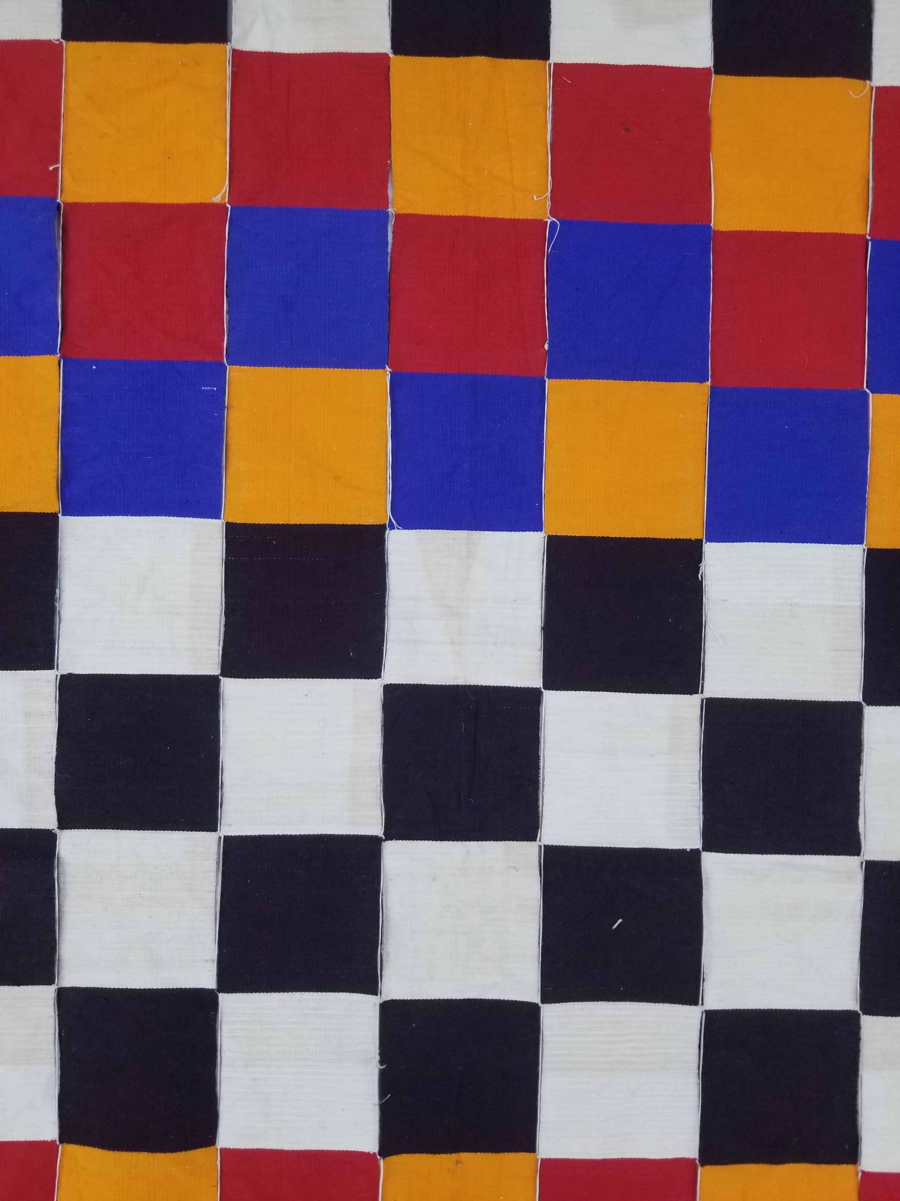 Vintage West African Handwoven Checkered Pattern Textile Throw 260x155cm