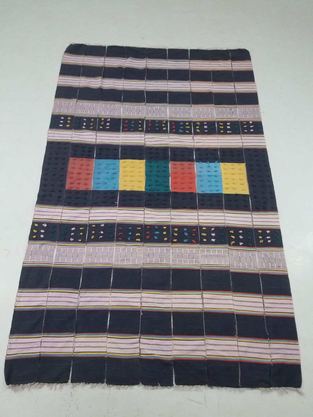 Vintage African Handwoven Striped Wool Textile Throw 202x125cm