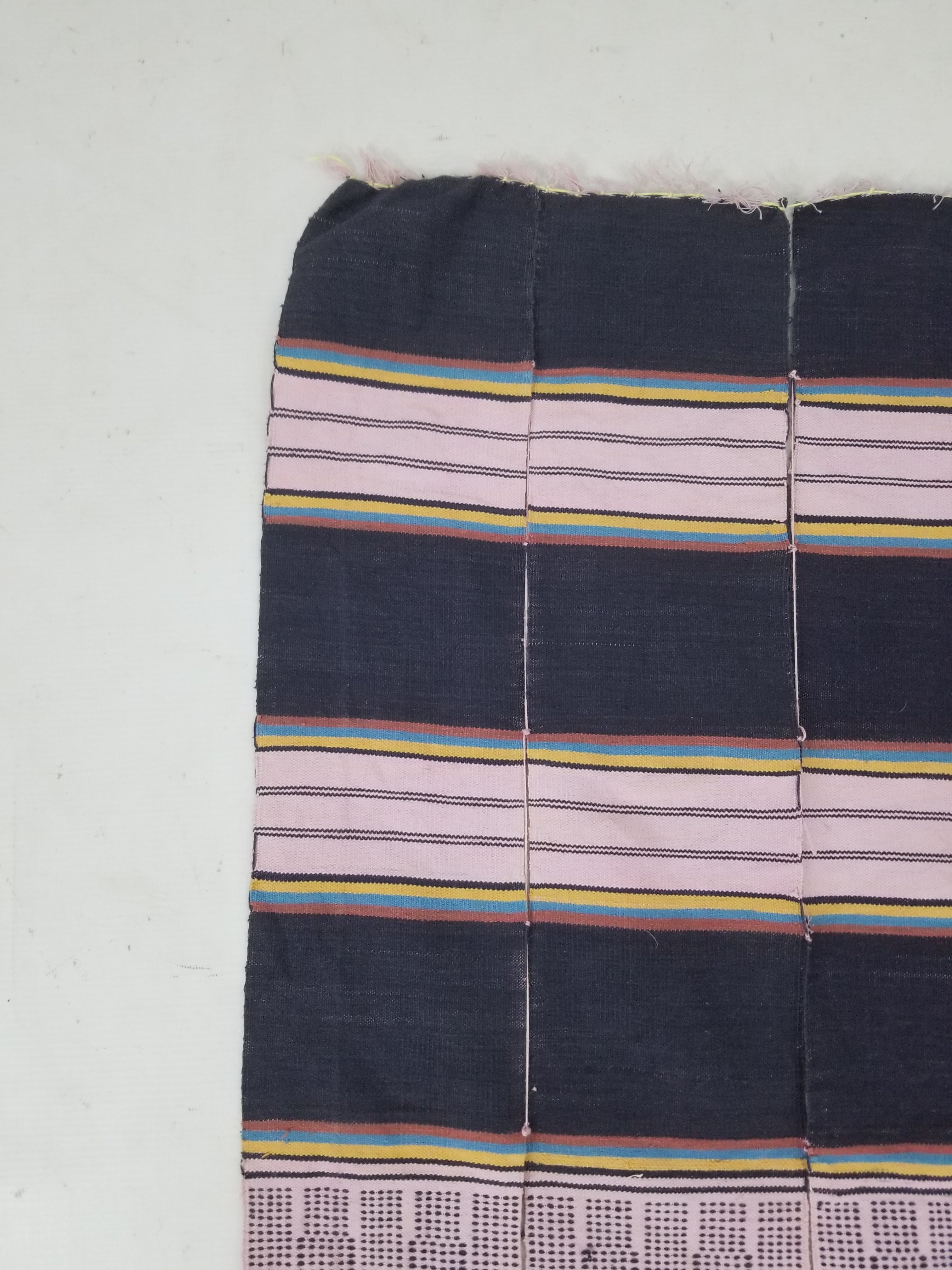 Vintage African Handwoven Striped Wool Textile Throw 202x125cm