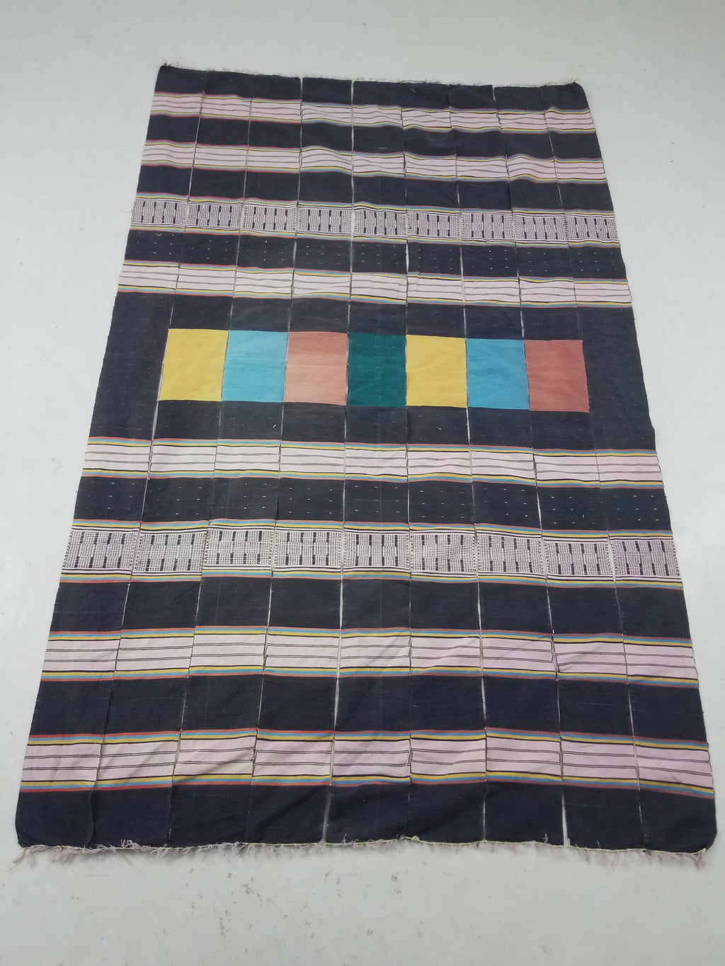 Vintage African Handwoven Striped Wool Textile Throw 202x125cm