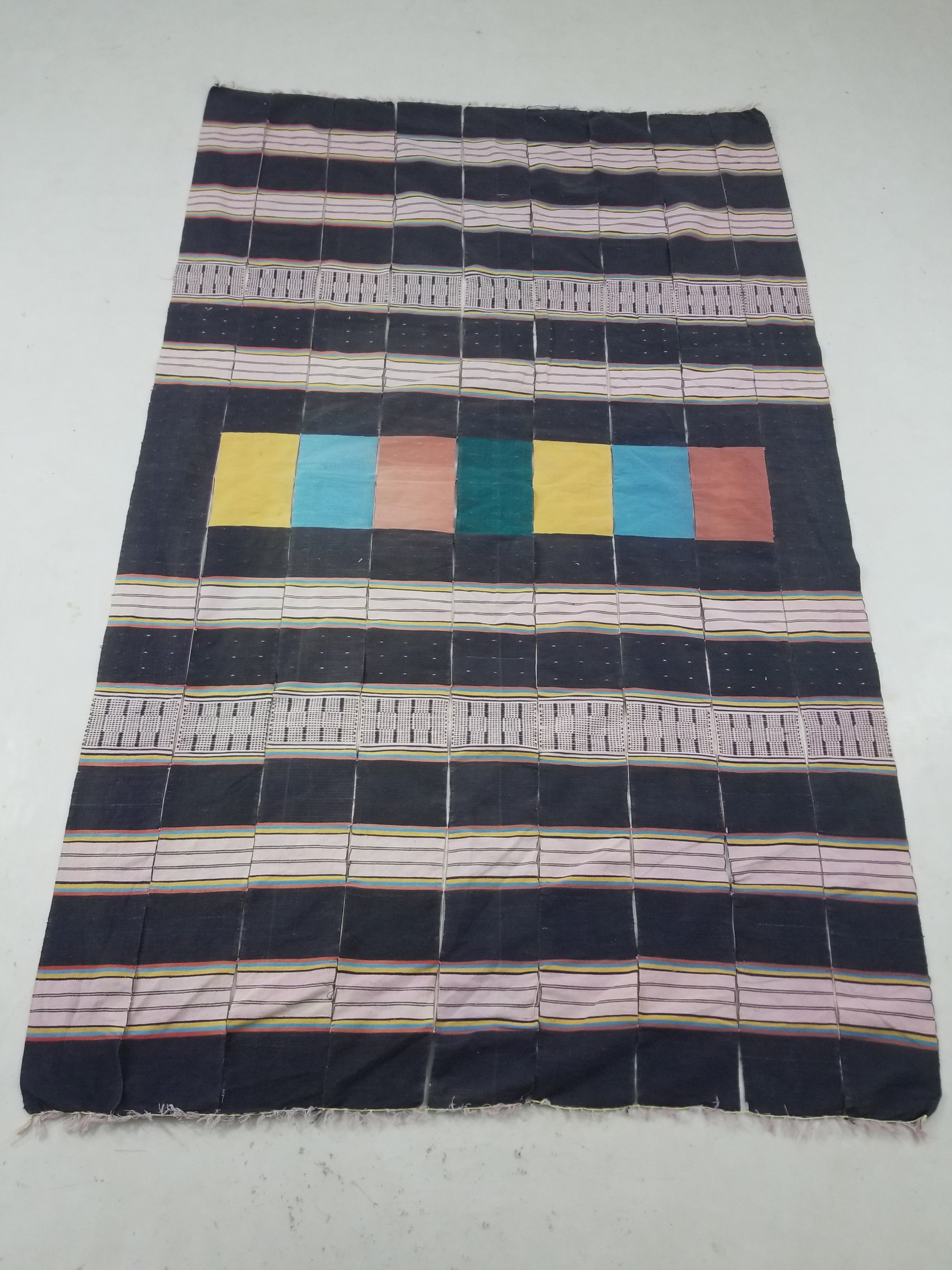 Vintage African Handwoven Striped Wool Textile Throw 202x125cm