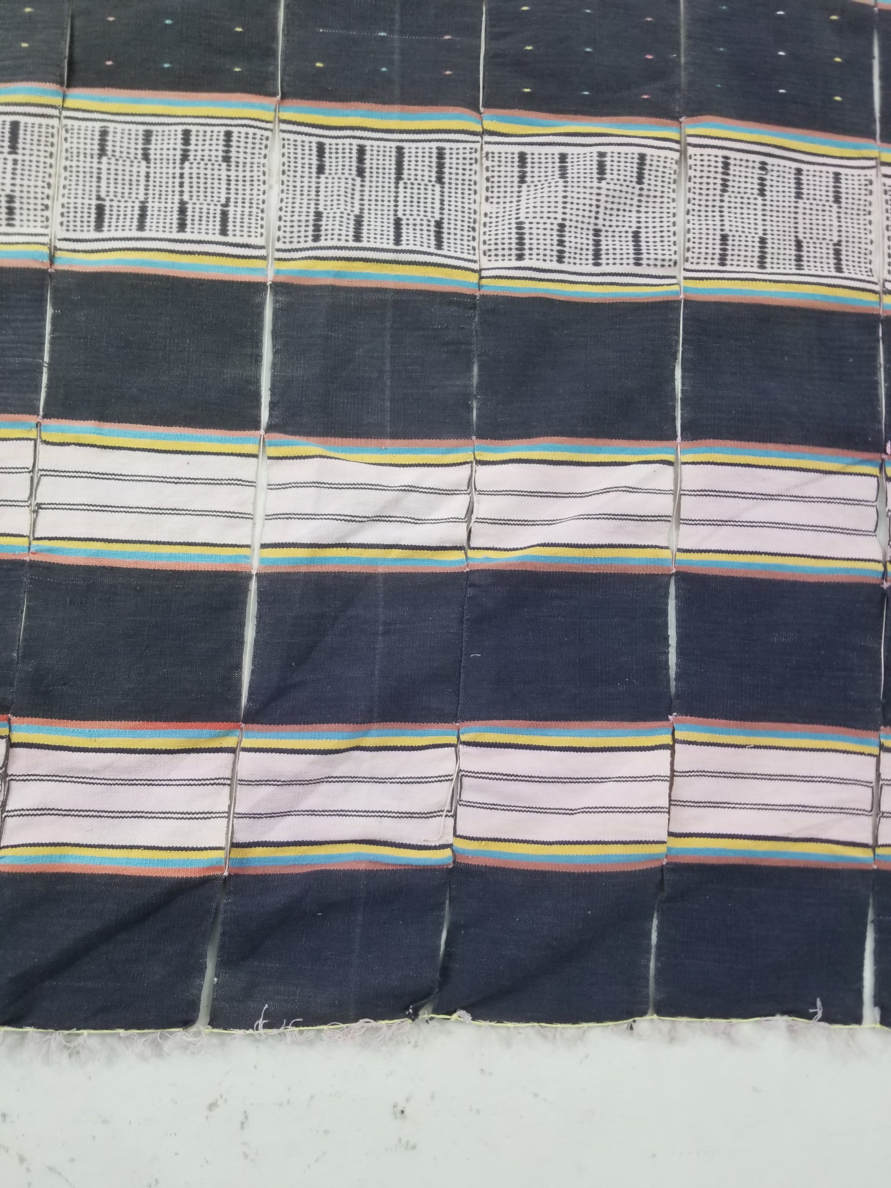 Vintage African Handwoven Striped Wool Textile Throw 202x125cm