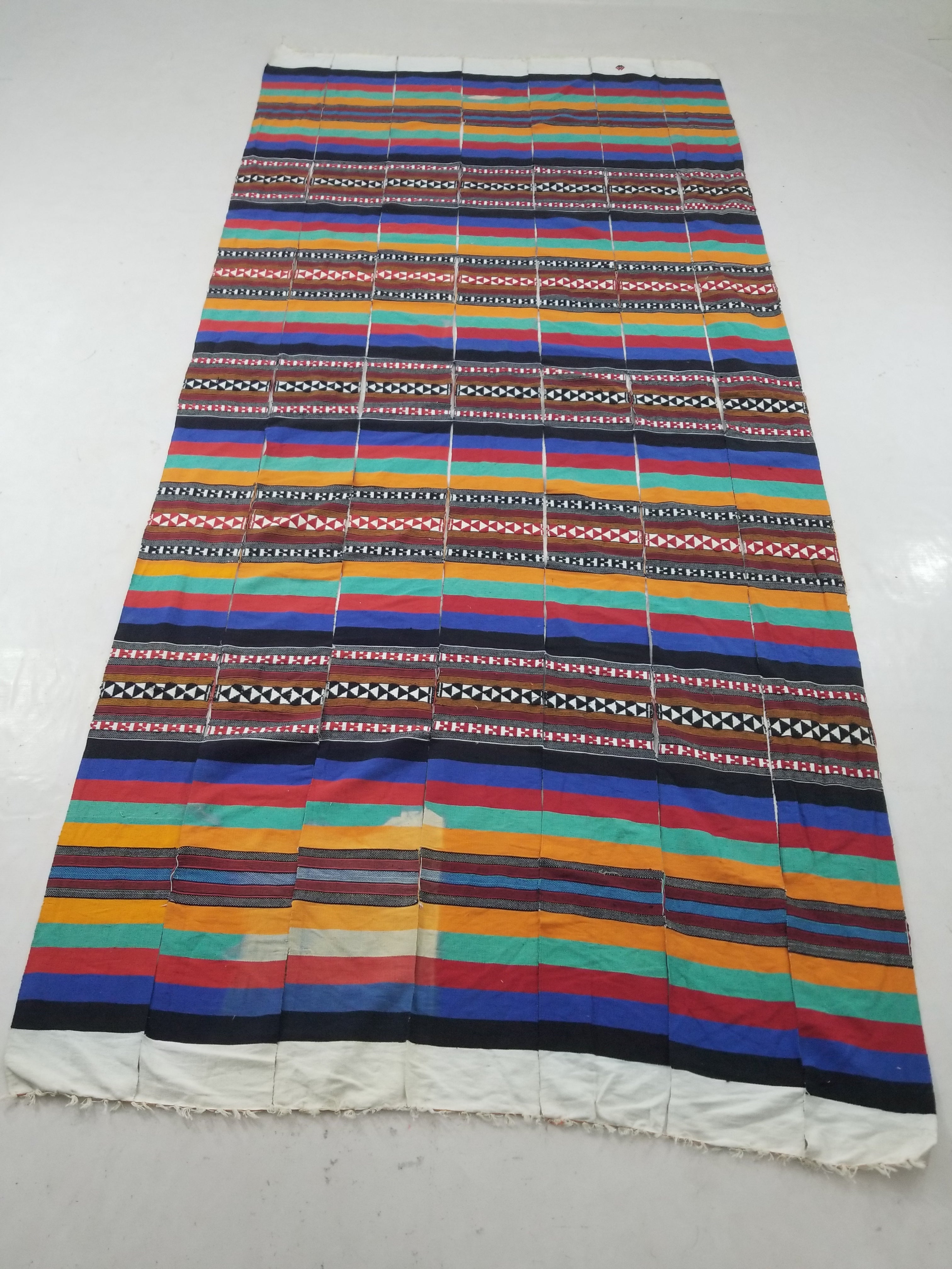 Vintage African Handwoven Multicolor Striped Fulani Blanket Throw 302x137cm