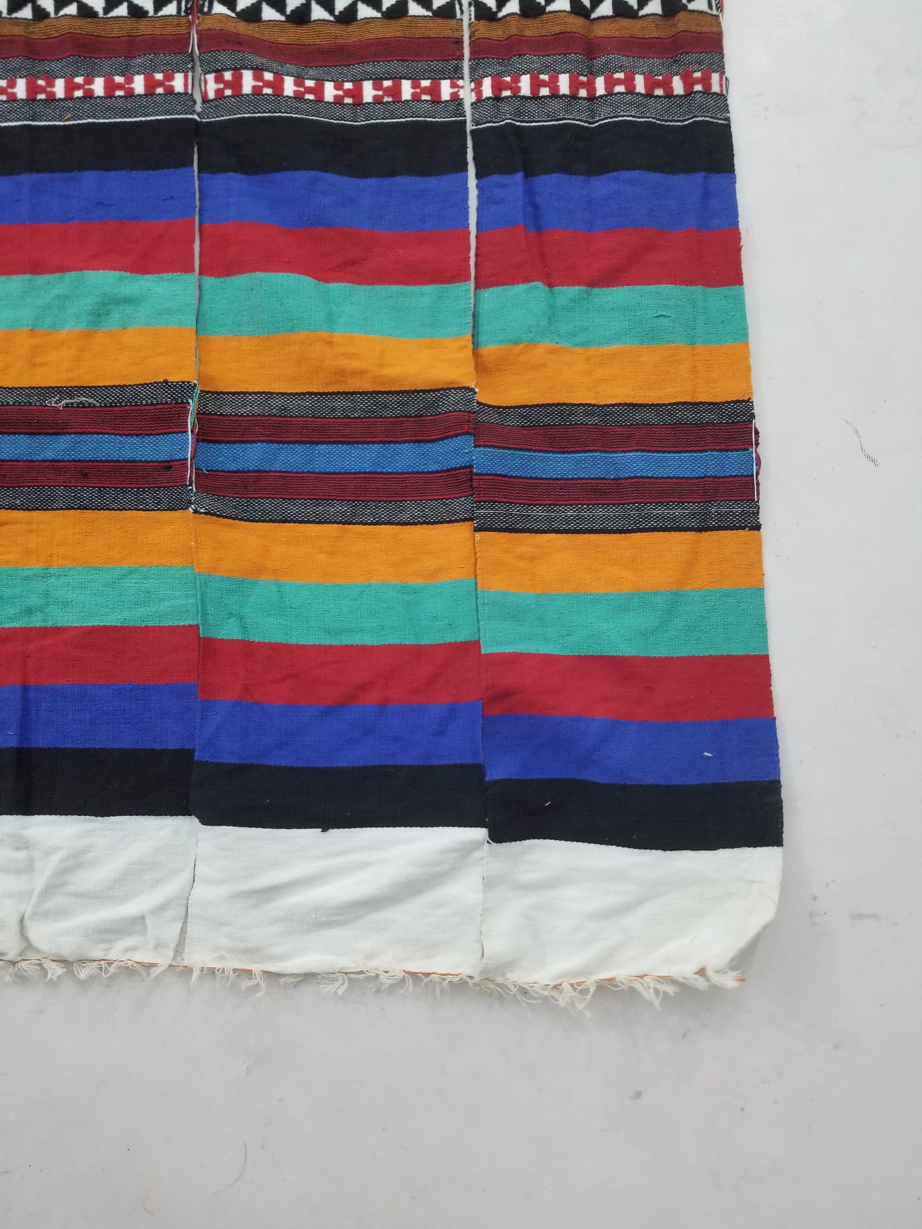 Vintage African Handwoven Multicolor Striped Fulani Blanket Throw 302x137cm
