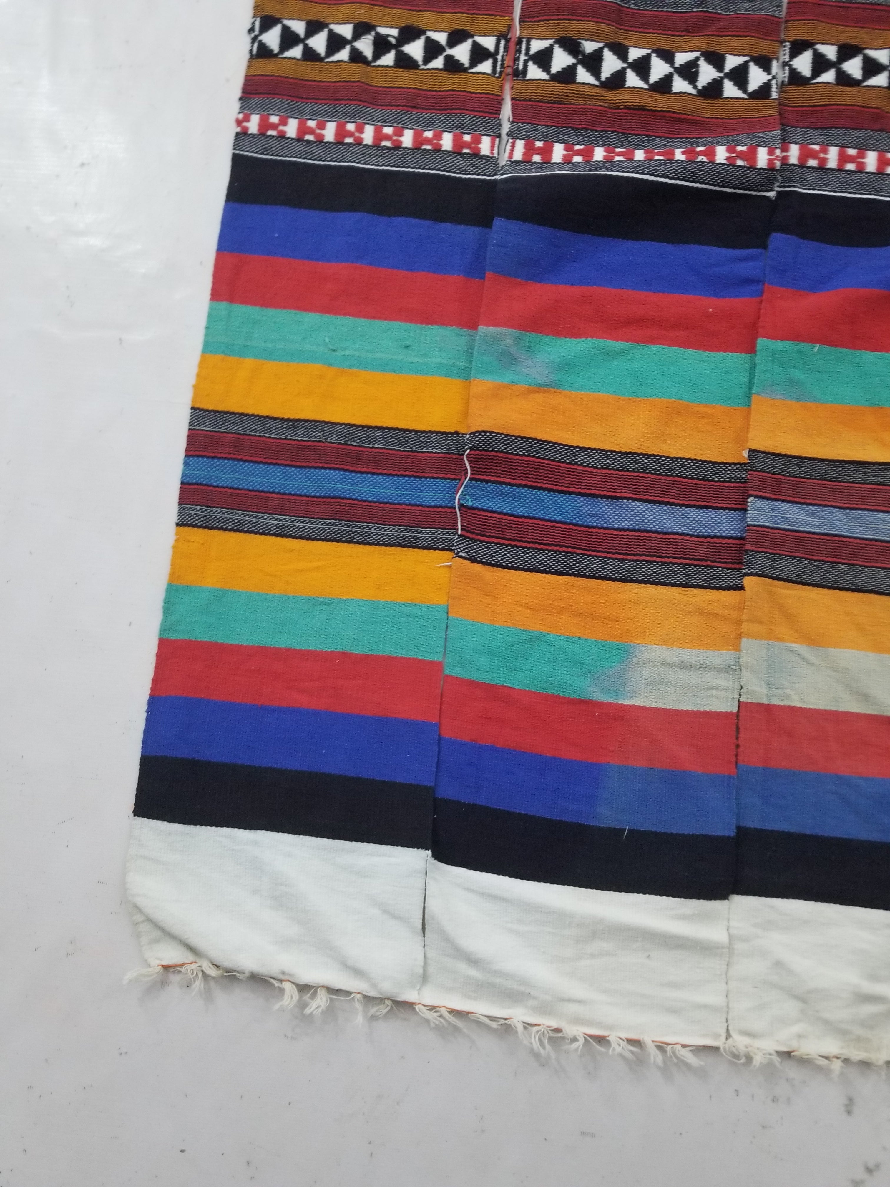 Vintage African Handwoven Multicolor Striped Fulani Blanket Throw 302x137cm