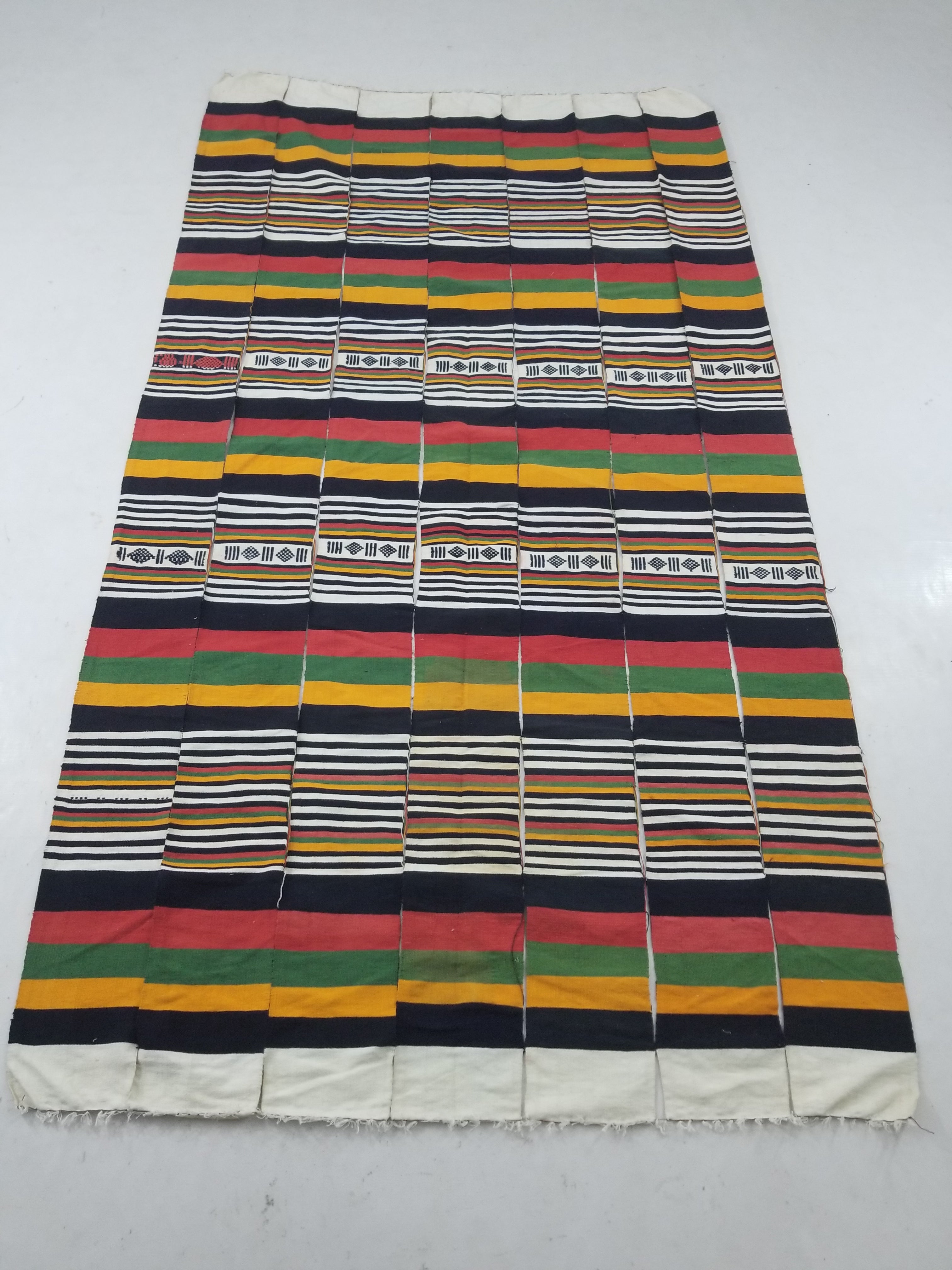 Vintage African Handwoven Striped Textile Throw - Niger Textile Art 236x130cm