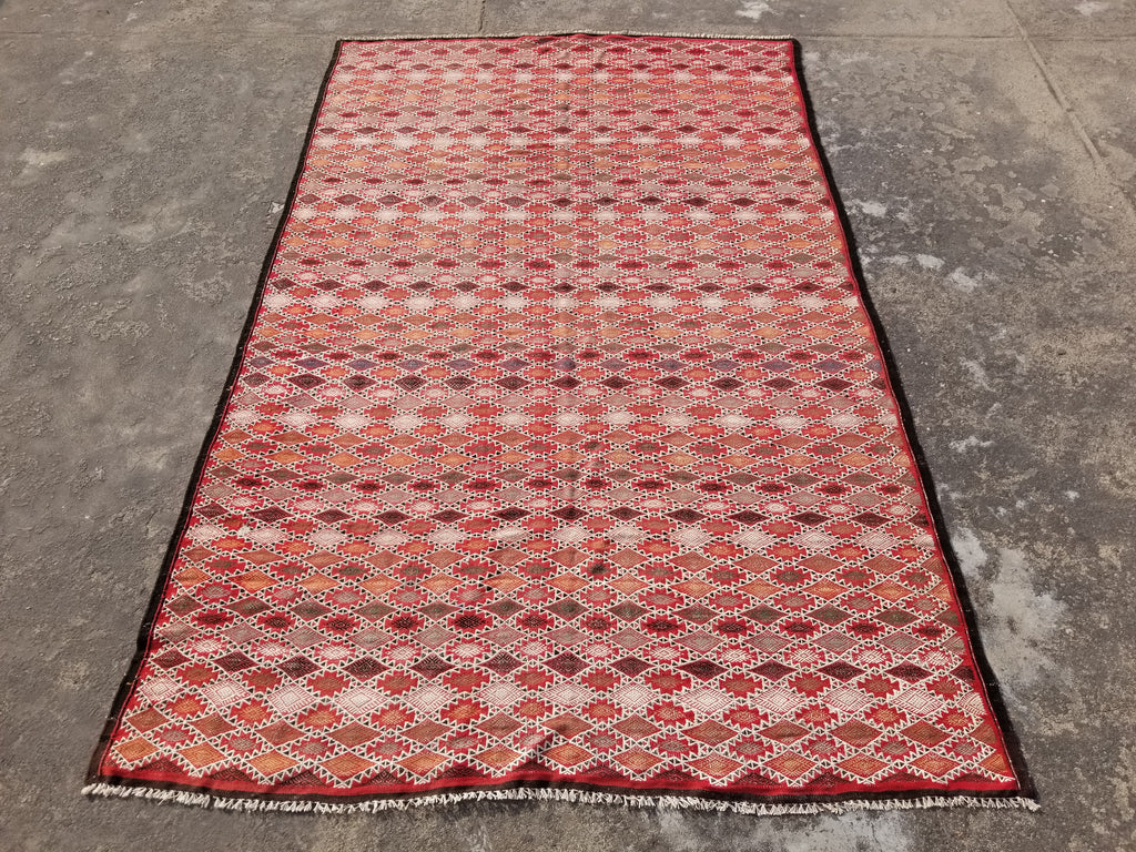 Vintage Traditional Handmade Moroccan Berber-style Wool Kilim Rug 285x183cms