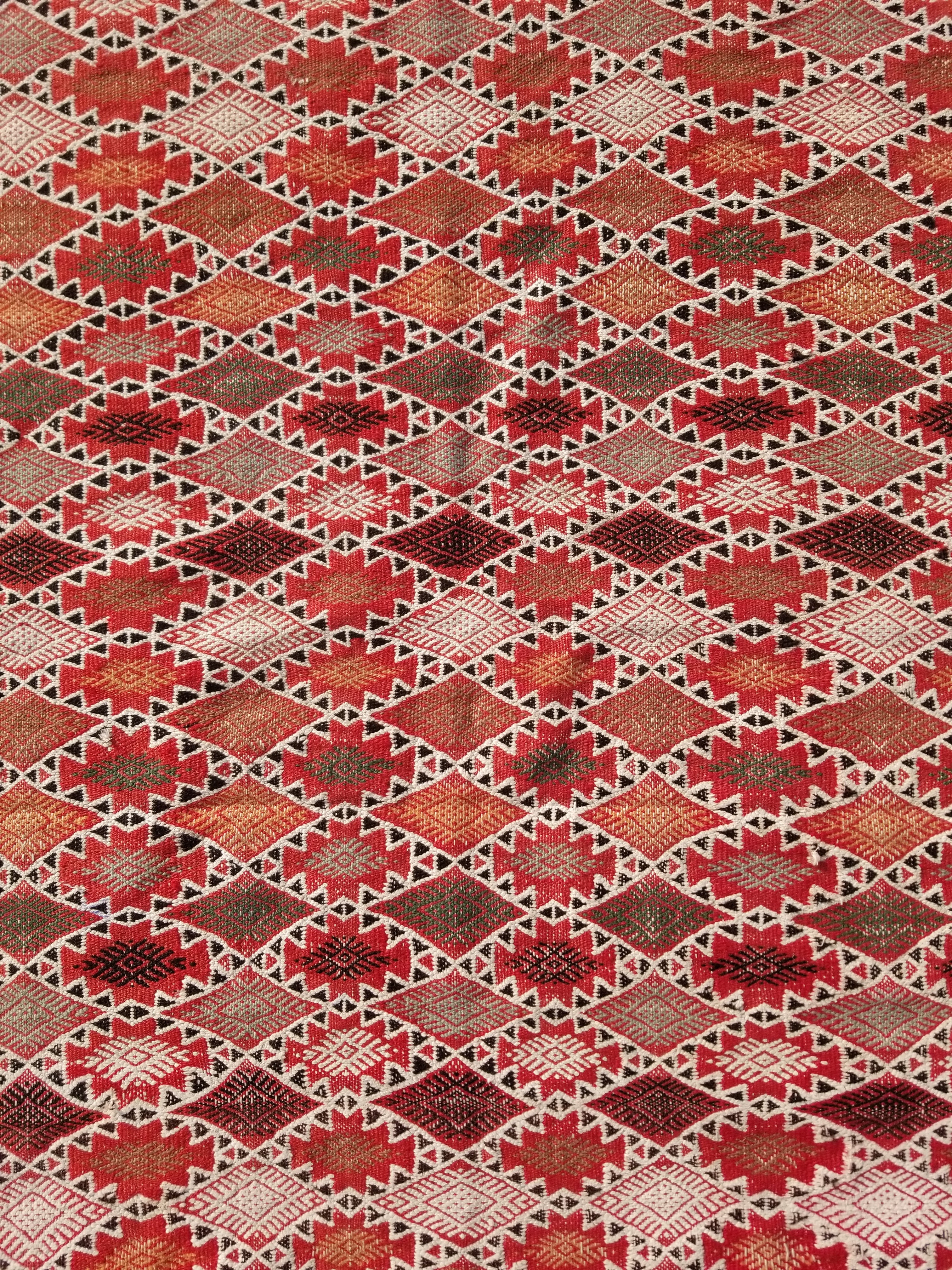 Vintage Traditional Handmade Moroccan Berber-style Wool Kilim Rug 285x183cms
