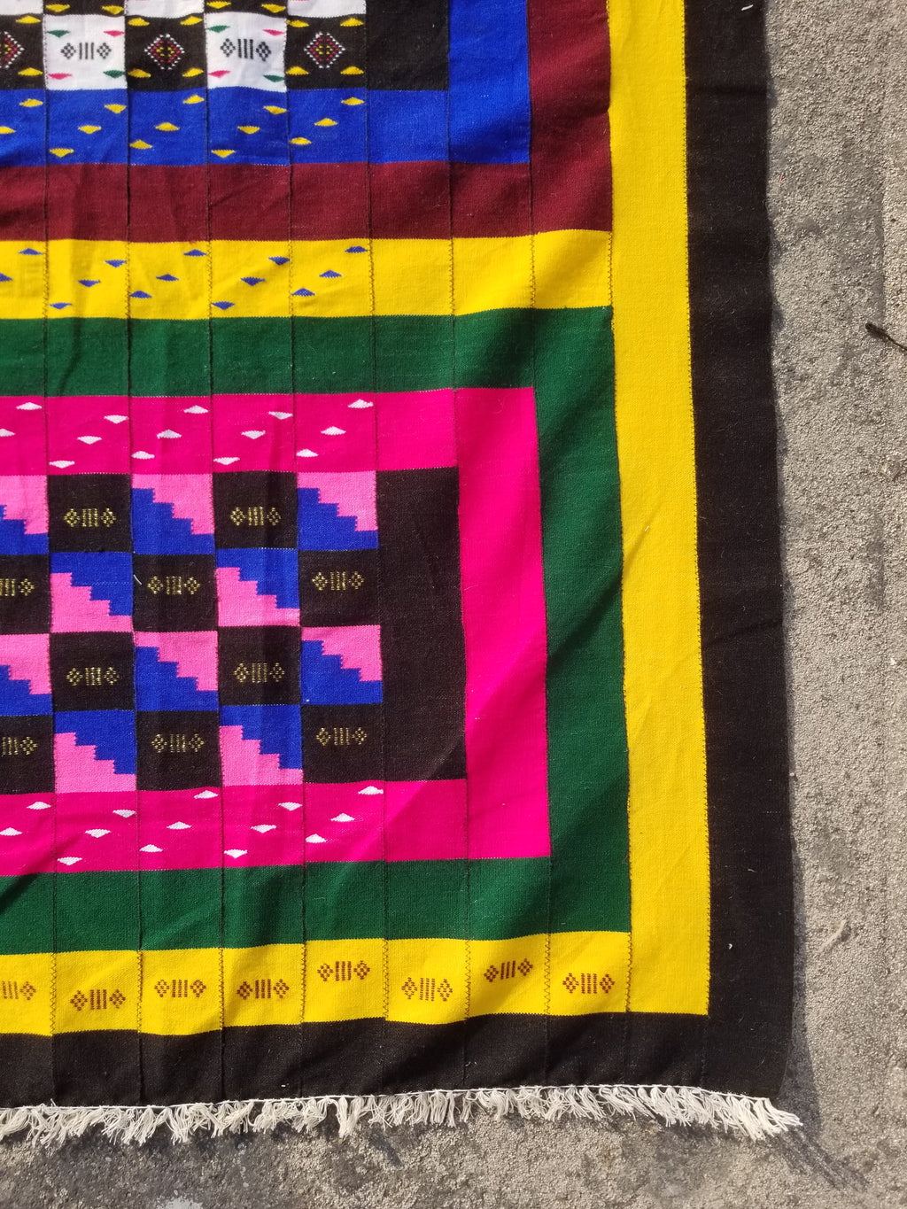 Vintage Traditional Handmade African Kenta-Style Wool Kilim Rug 280x185cms