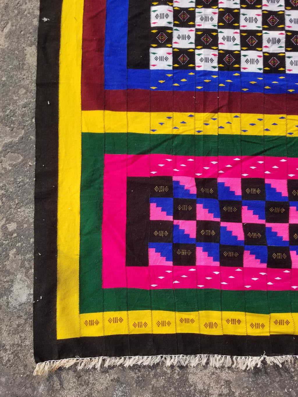 Vintage Traditional Handmade African Kenta-Style Wool Kilim Rug 280x185cms