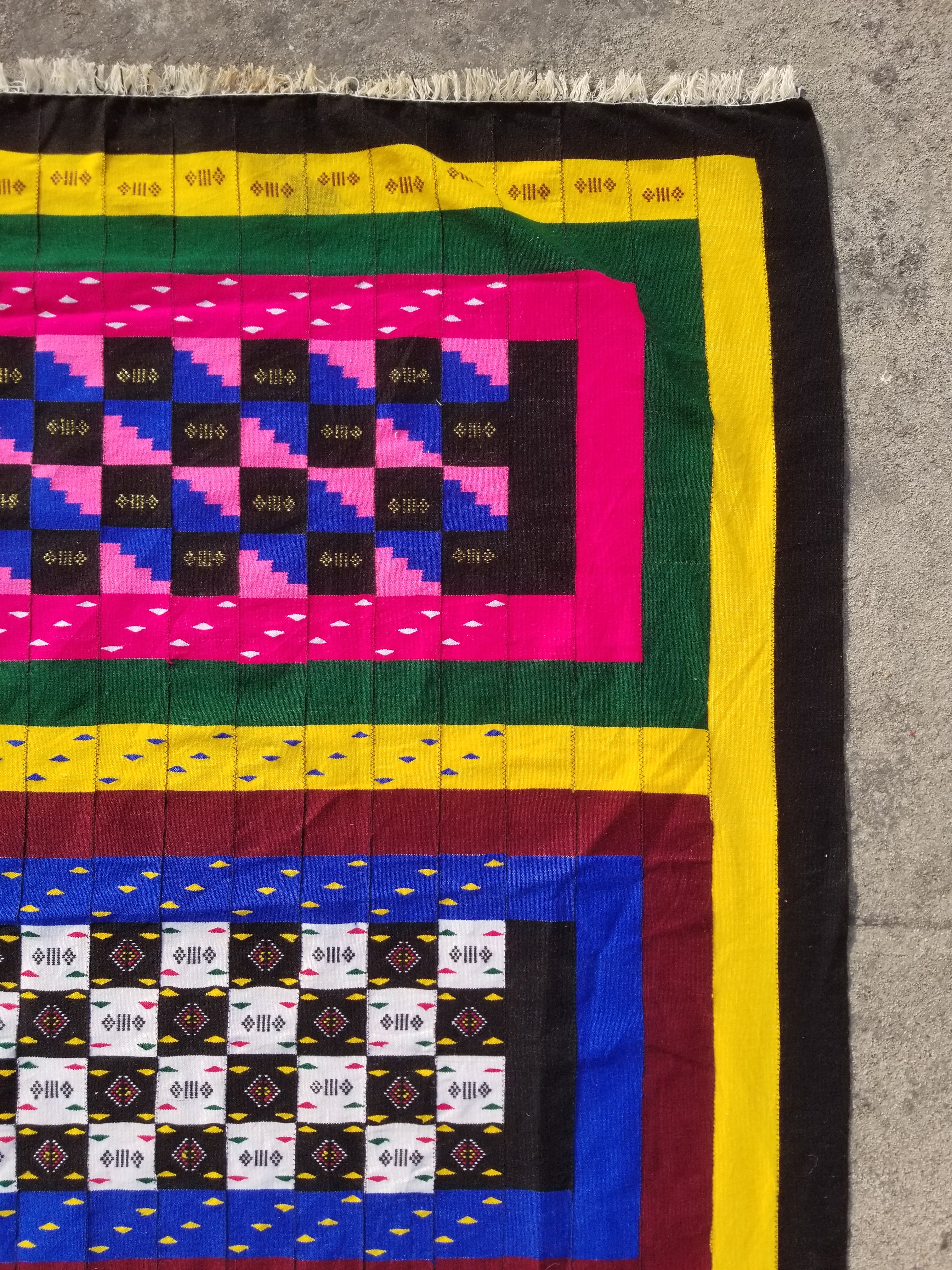 Vintage Traditional Handmade African Kenta-Style Wool Kilim Rug 280x185cms