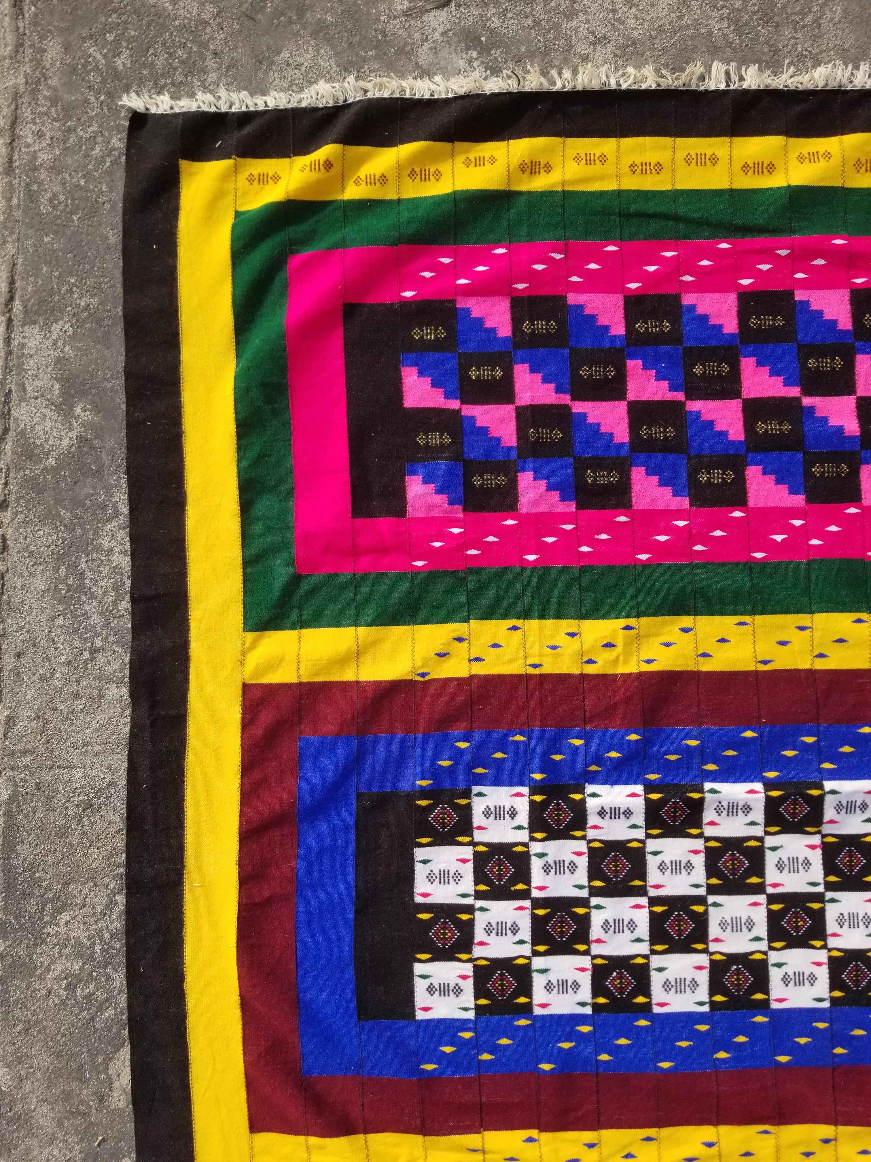 Vintage Traditional Handmade African Kenta-Style Wool Kilim Rug 280x185cms