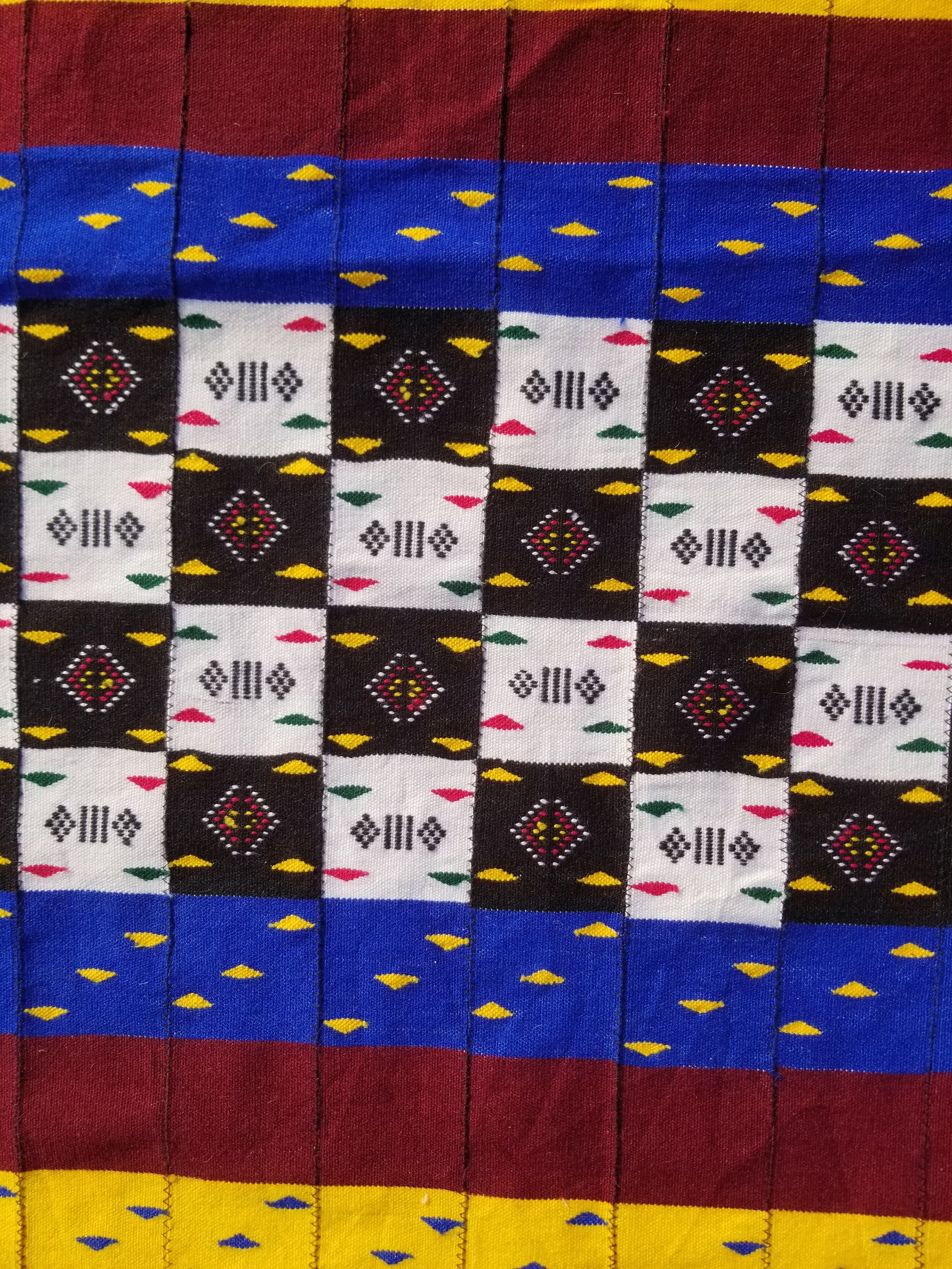 Vintage Traditional Handmade African Kenta-Style Wool Kilim Rug 280x185cms