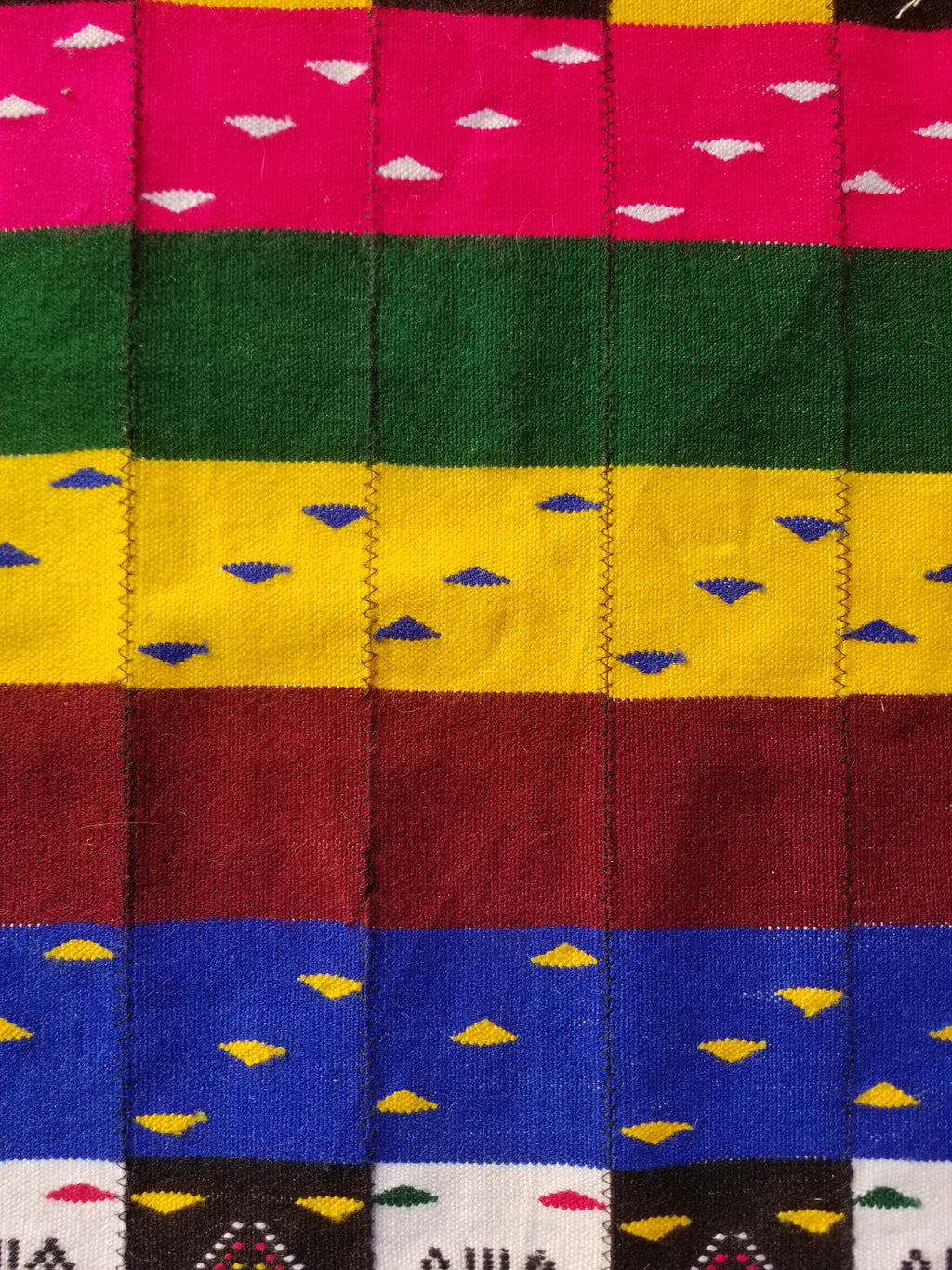 Vintage Traditional Handmade African Kenta-Style Wool Kilim Rug 280x185cms